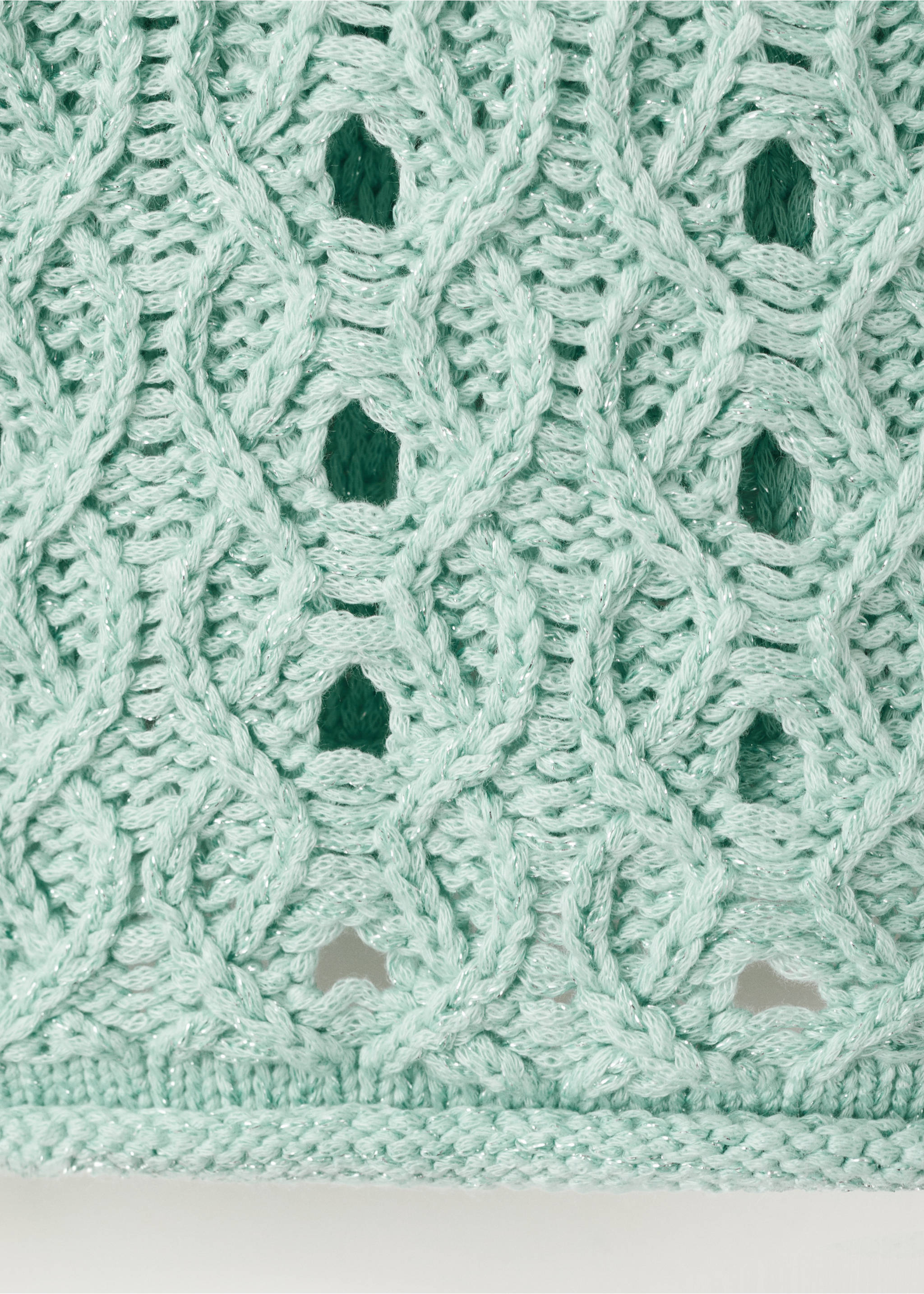 Openwork lurex knit sweater - Details of the article 0, Aqua Green. Ref: 27085978-00.