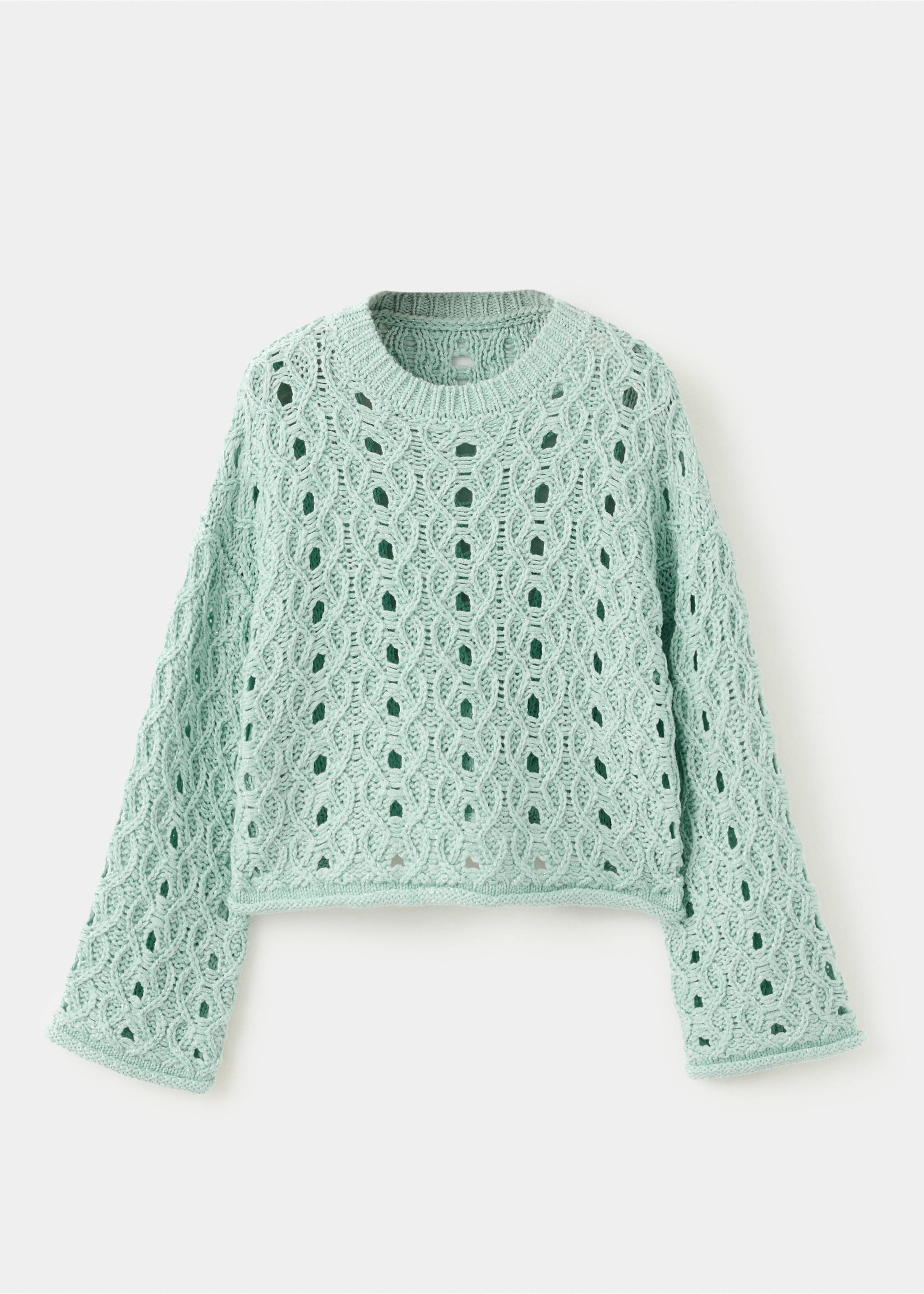 Open-knit lurex sweater - Article without model, Aqua Green. Ref: 27085978-00.