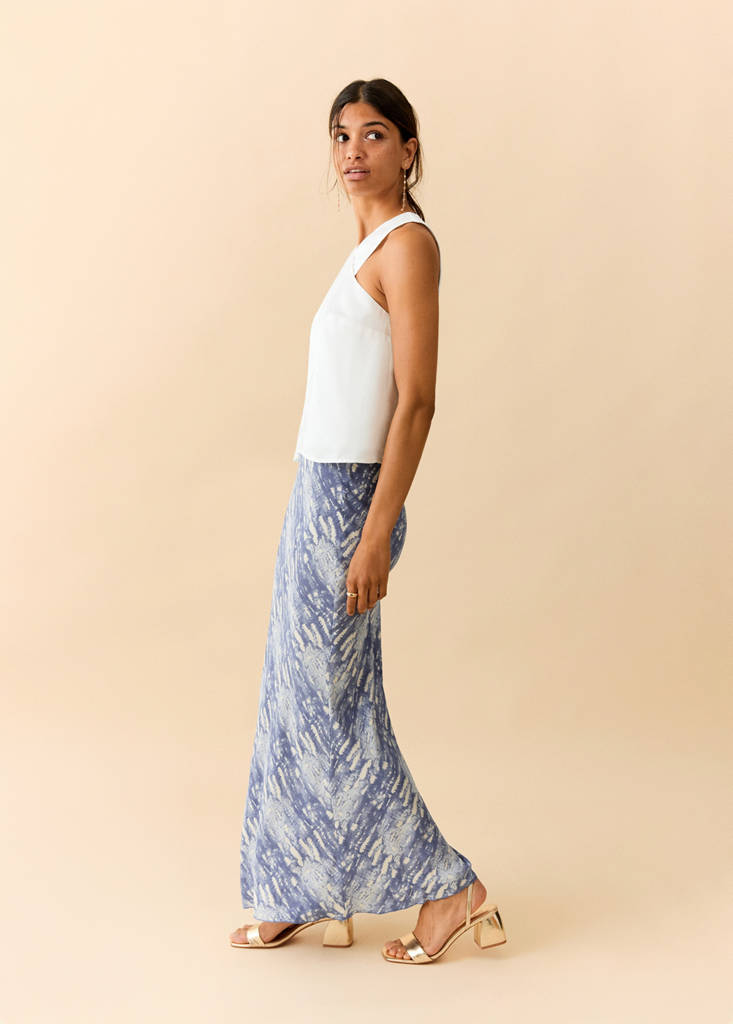 Printed long skirt — Blue