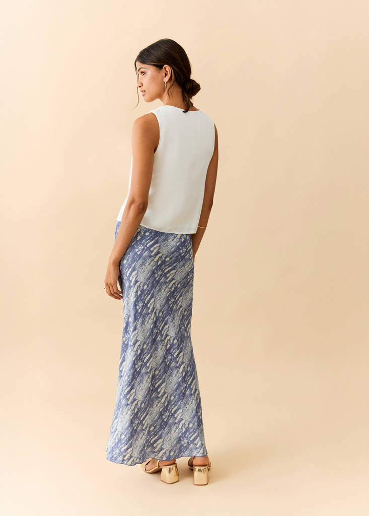 Printed long skirt — Blue