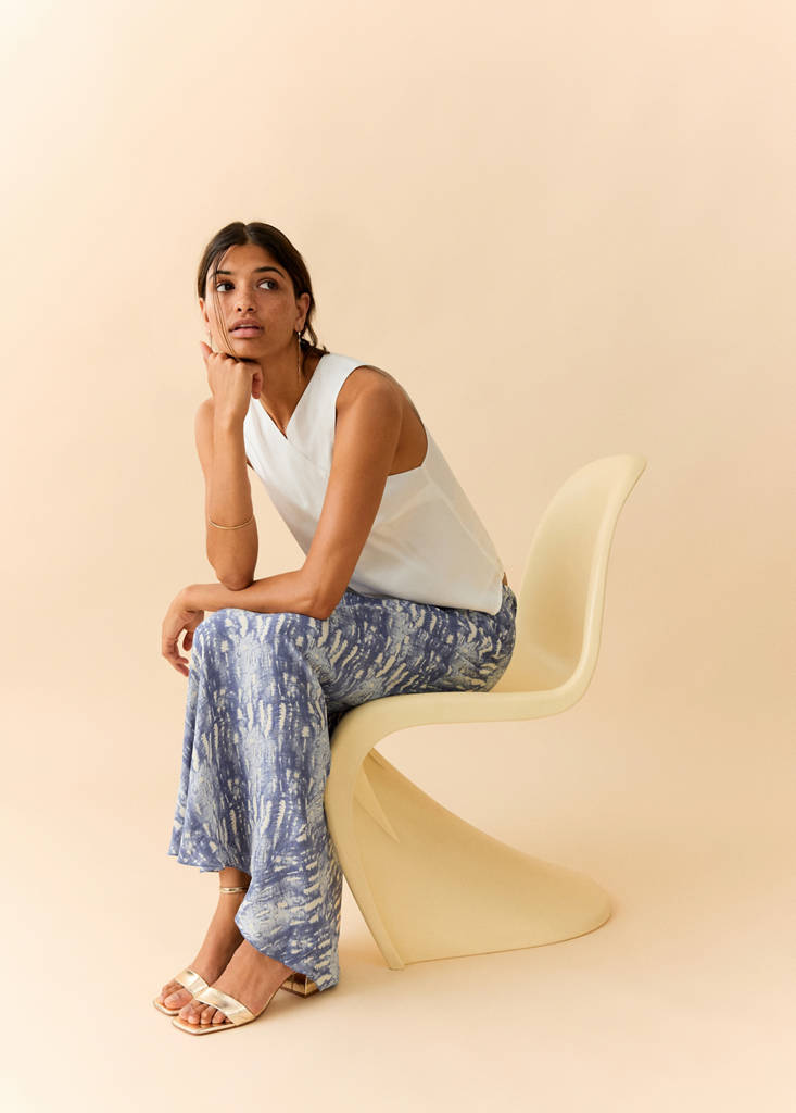 Printed long skirt — Blue