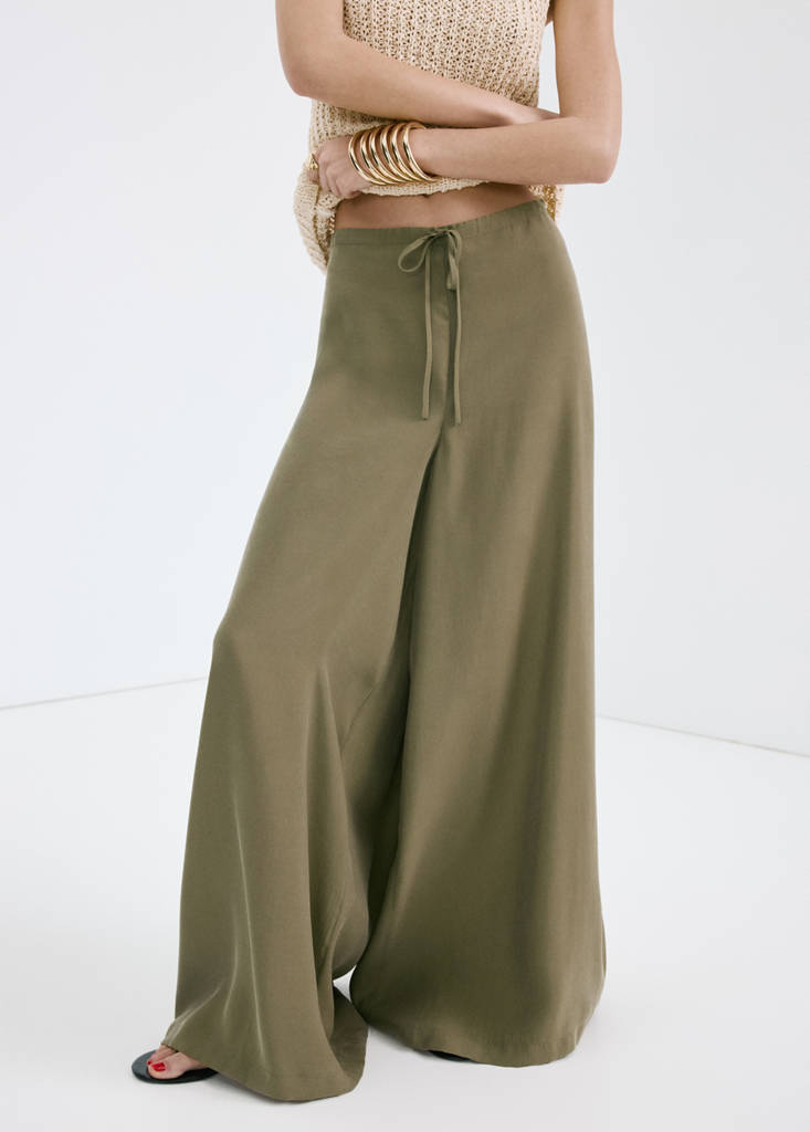 High-rise wide leg trousers — Khaki