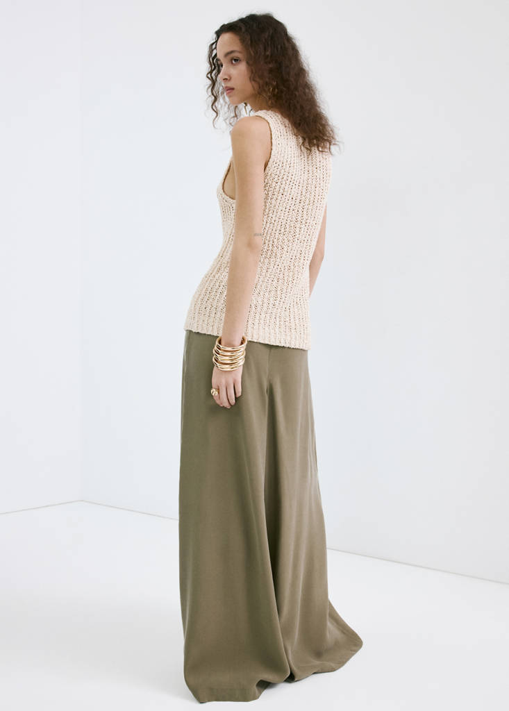 High-rise wide leg trousers — Khaki