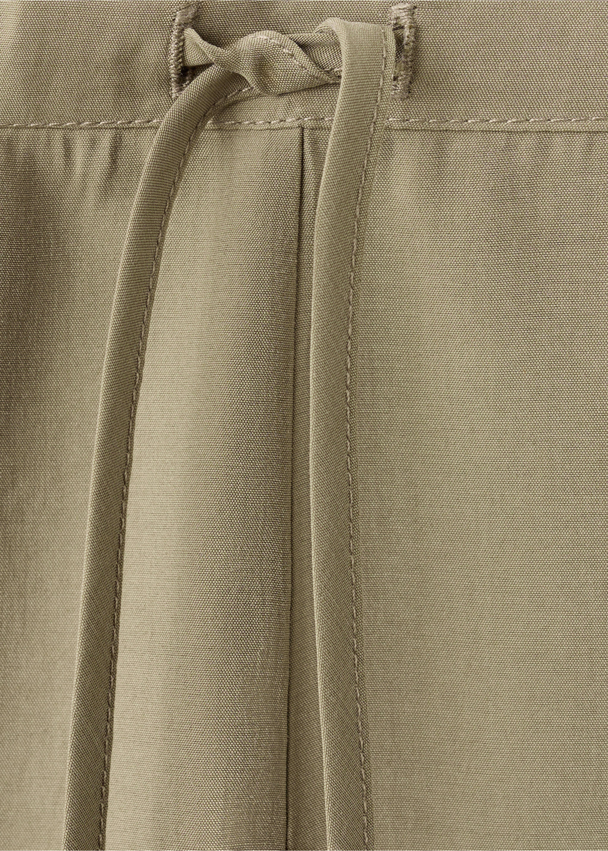High-rise wide leg trousers - Details of the article 8, Khaki. Ref: 27085986-00.
