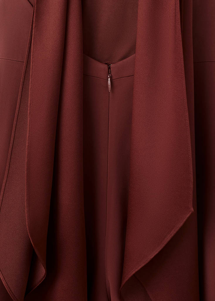 Halter neck jumpsuit with combined detailing — Burnt Orange