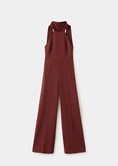 Halter neck jumpsuit with combined detailing — Burnt Orange 4