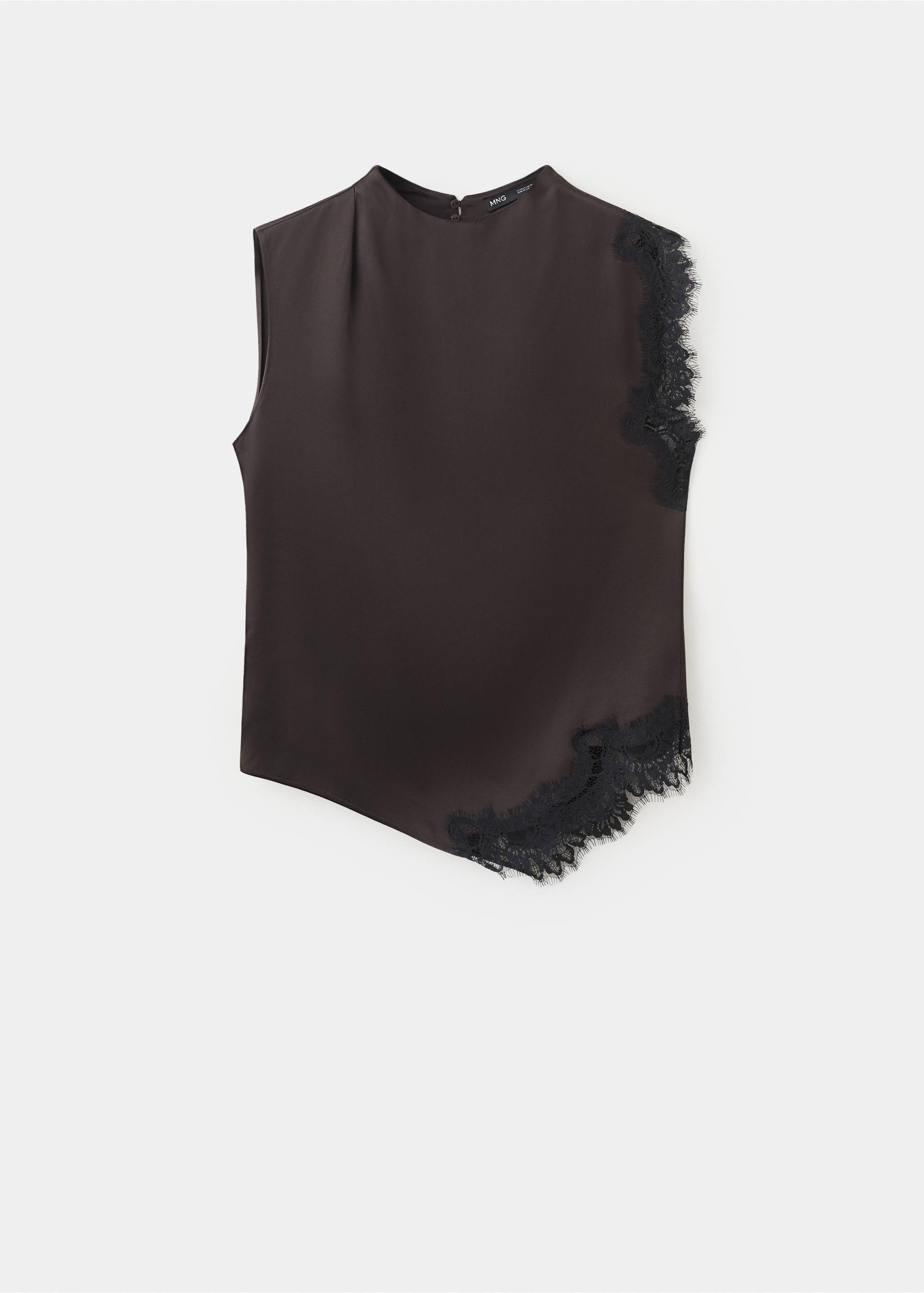 Lace trim top - Article without model, Brown. Ref: 27085994-00.