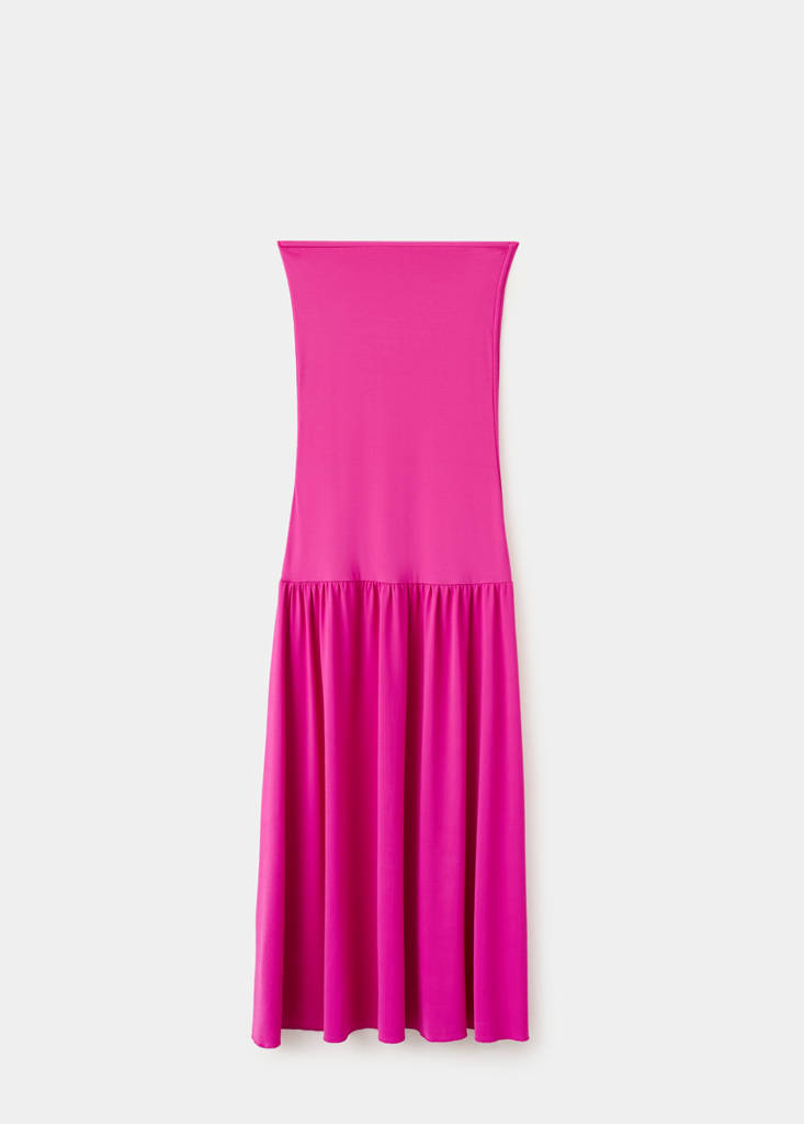 Strapless midi-dress — Fuchsia