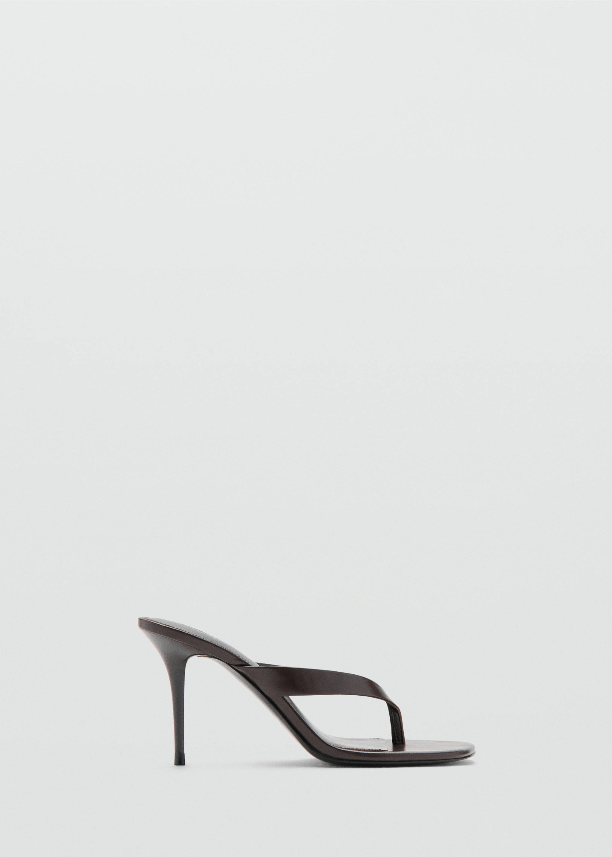 Magas sarkú, pántos bőrszandál - Termék modell nélkül, Csokoládé. Ref: 27085996-00.