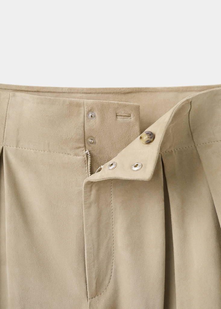 Suede harem trousers with dart detail — Sand