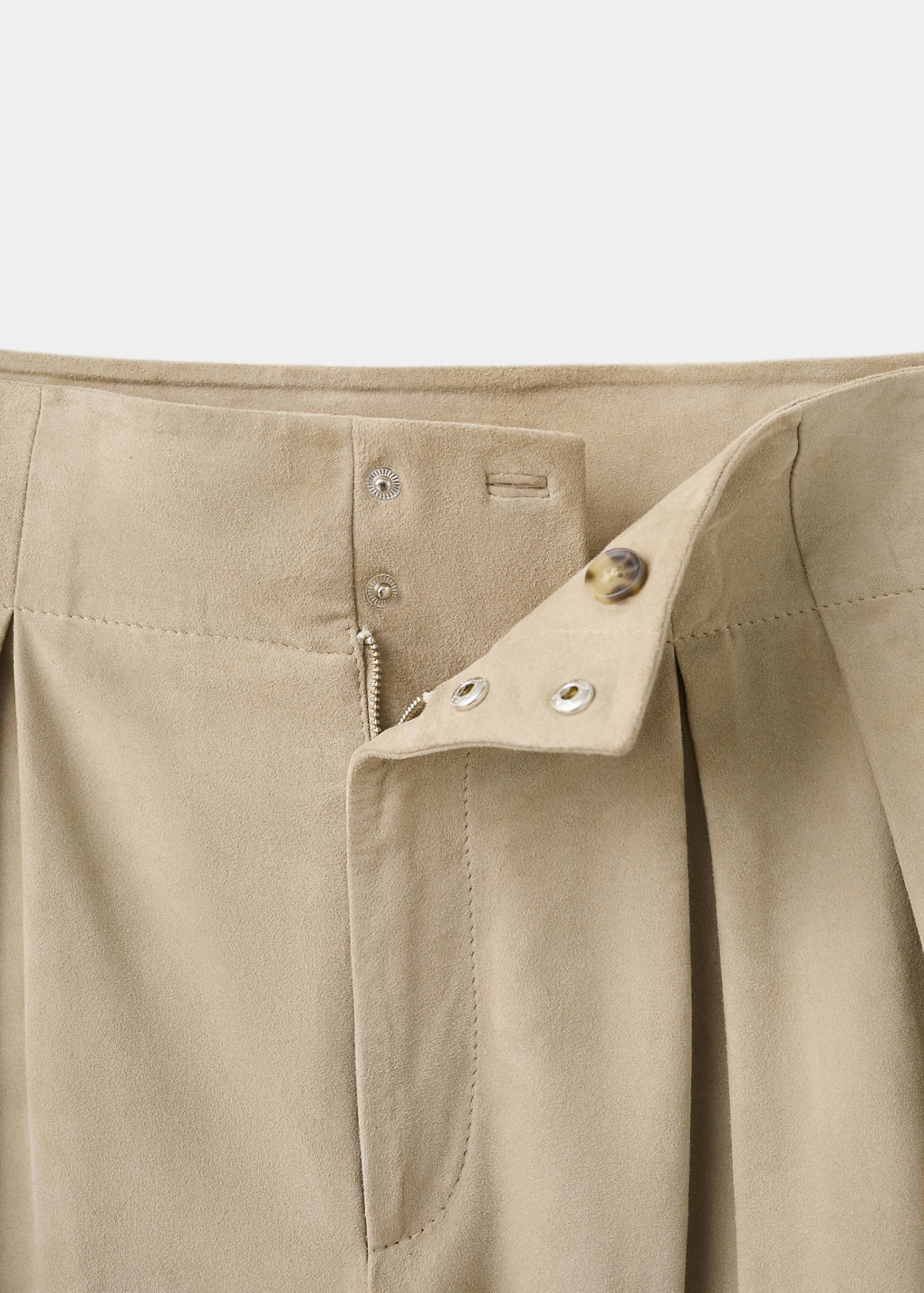 Suede harem trousers with dart detail — Sand