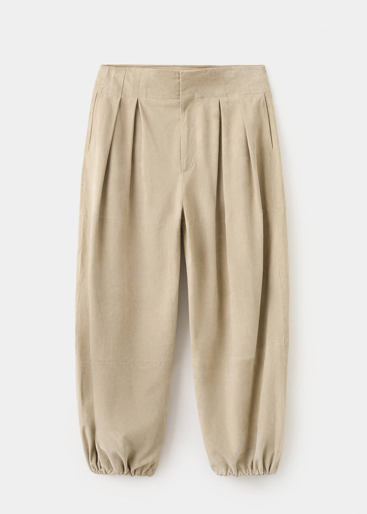 Suede harem trousers with dart detail — Sand