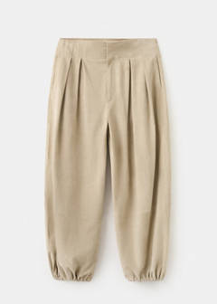 Suede harem trousers with dart detail — Sand 4