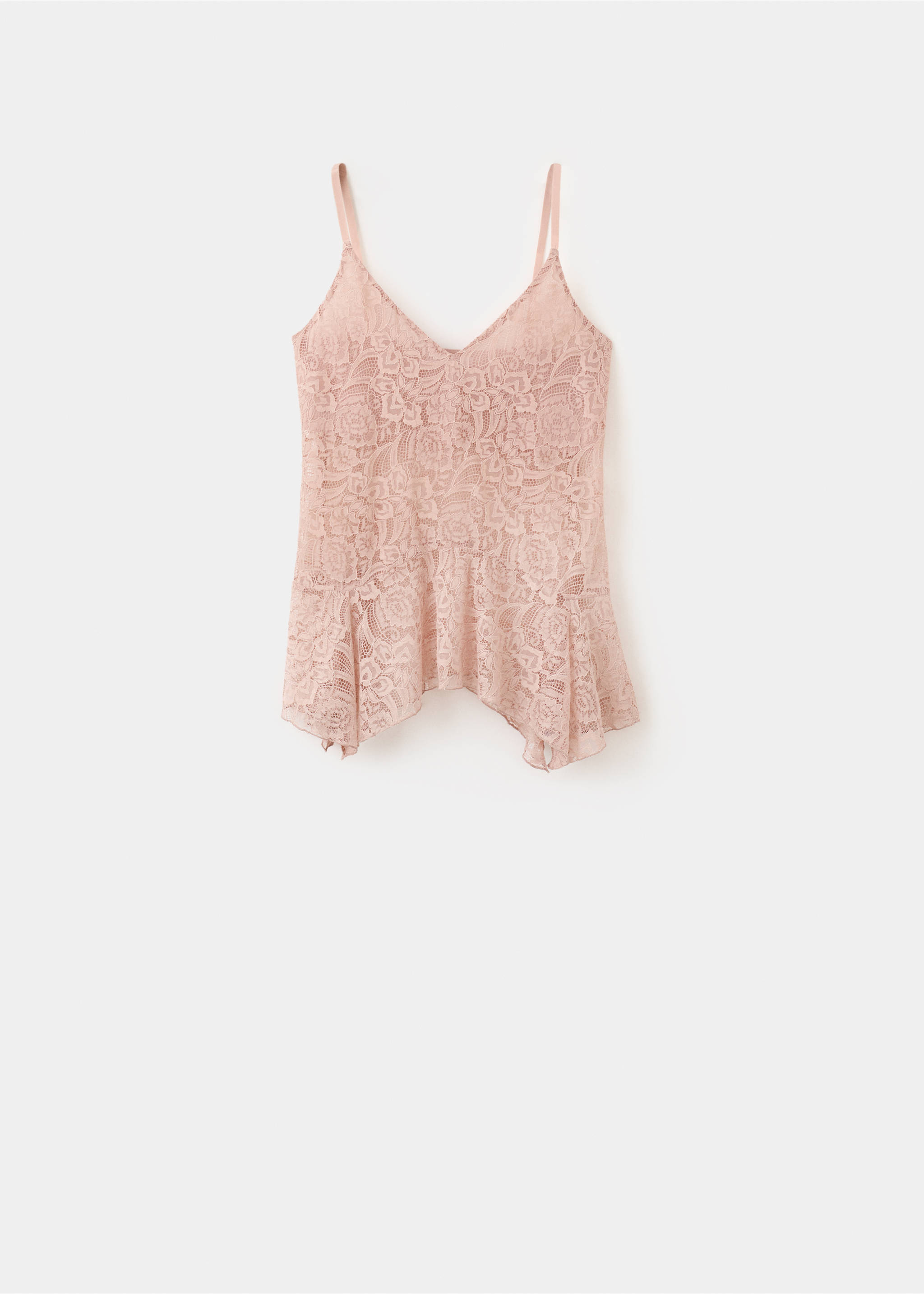 Ruffles lace top - Article without model, Pastel Pink. Ref: 27085999-00.