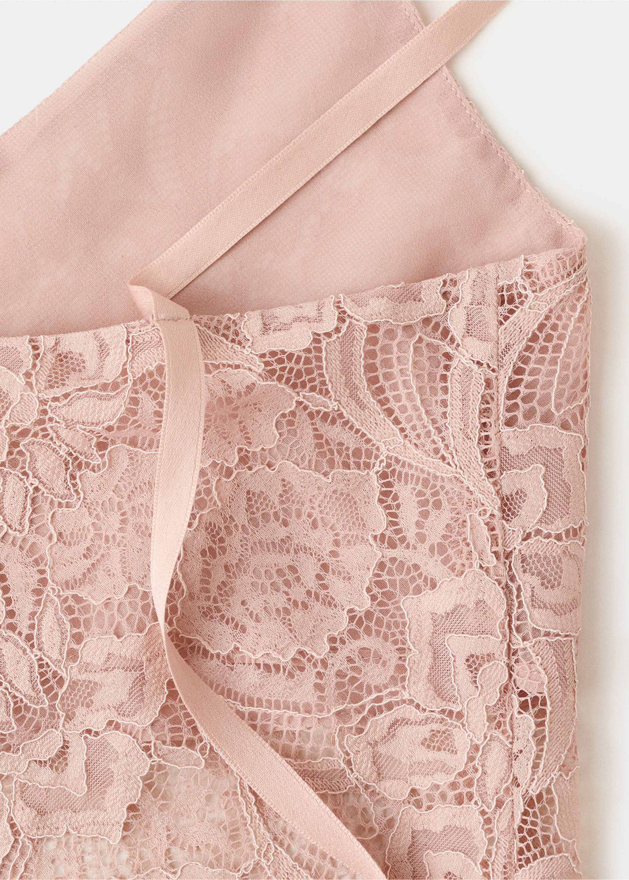 Ruffles lace top - Details of the article 8, Pastel Pink. Ref: 27085999-00.