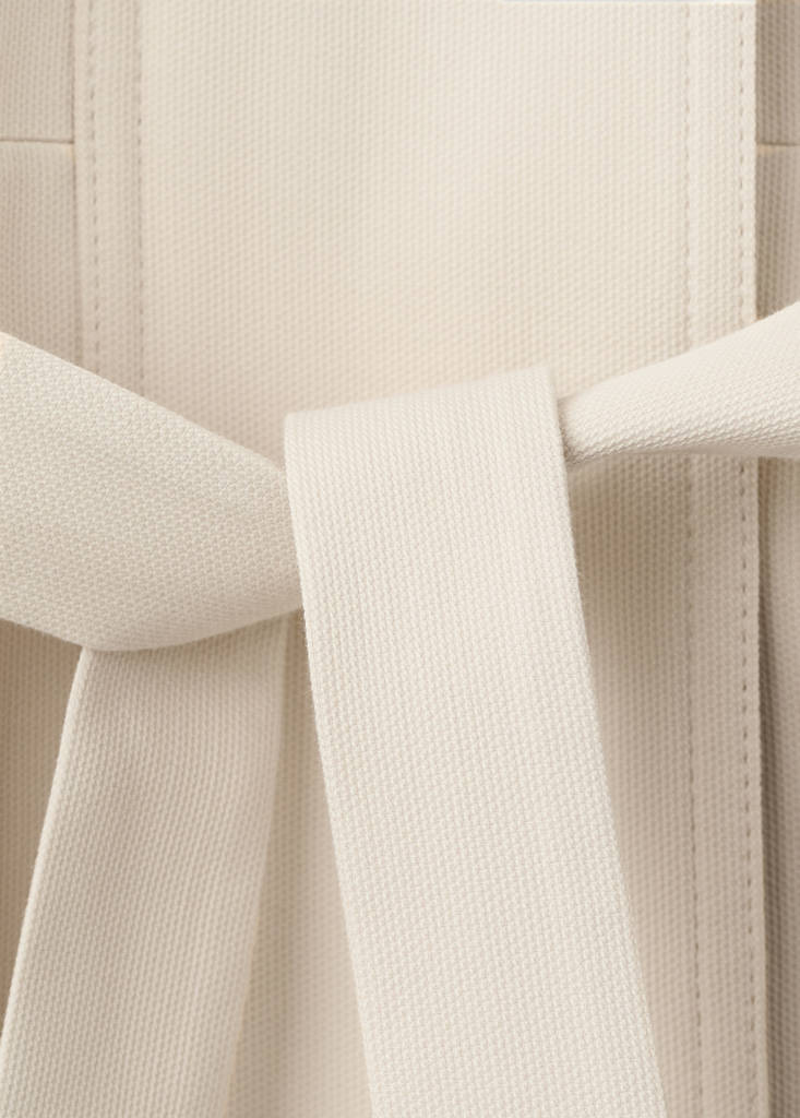 High-neck belted jacket — Beige