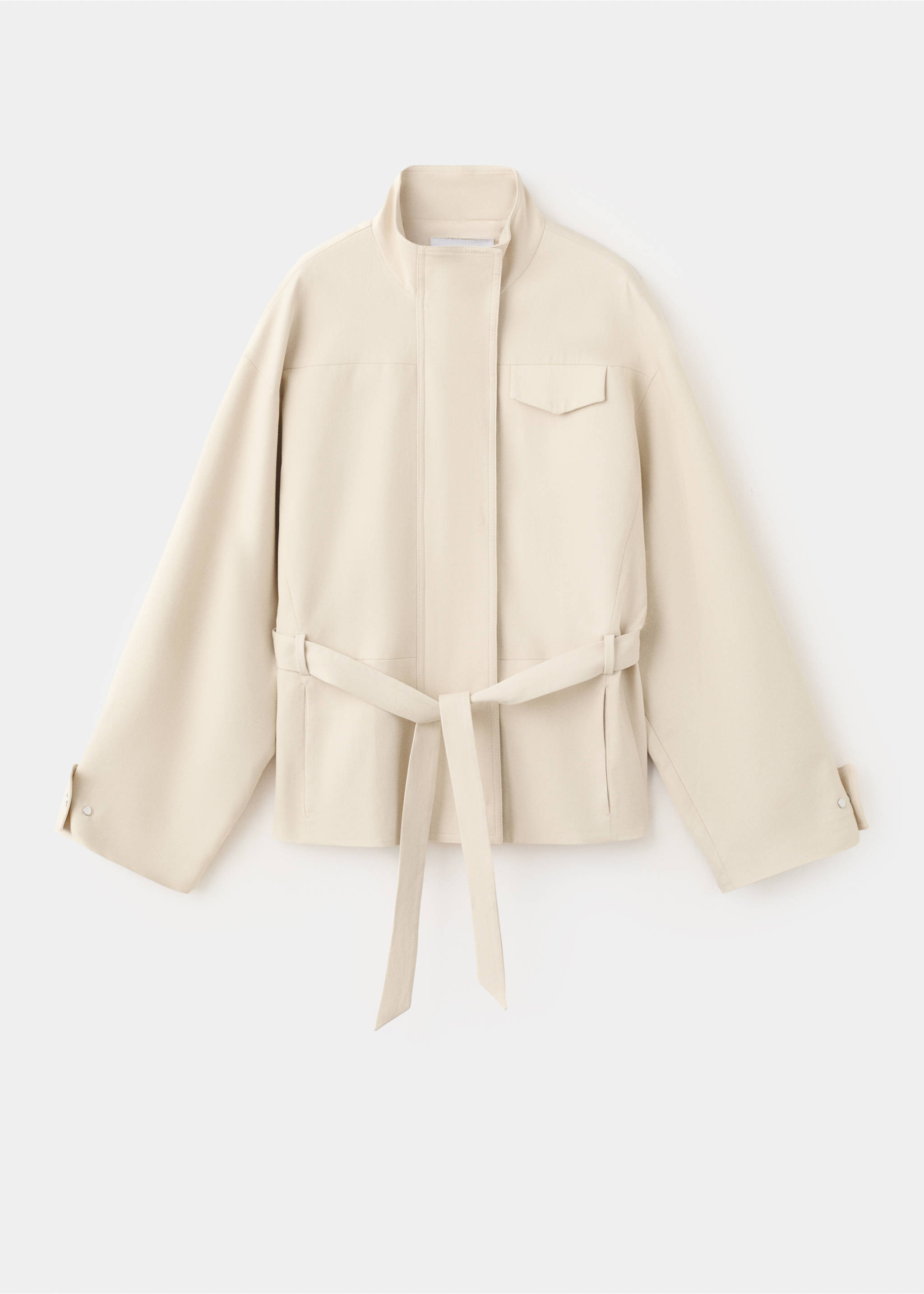High-neck belted jacket - Article without model, Beige. Ref: 27086000-00.