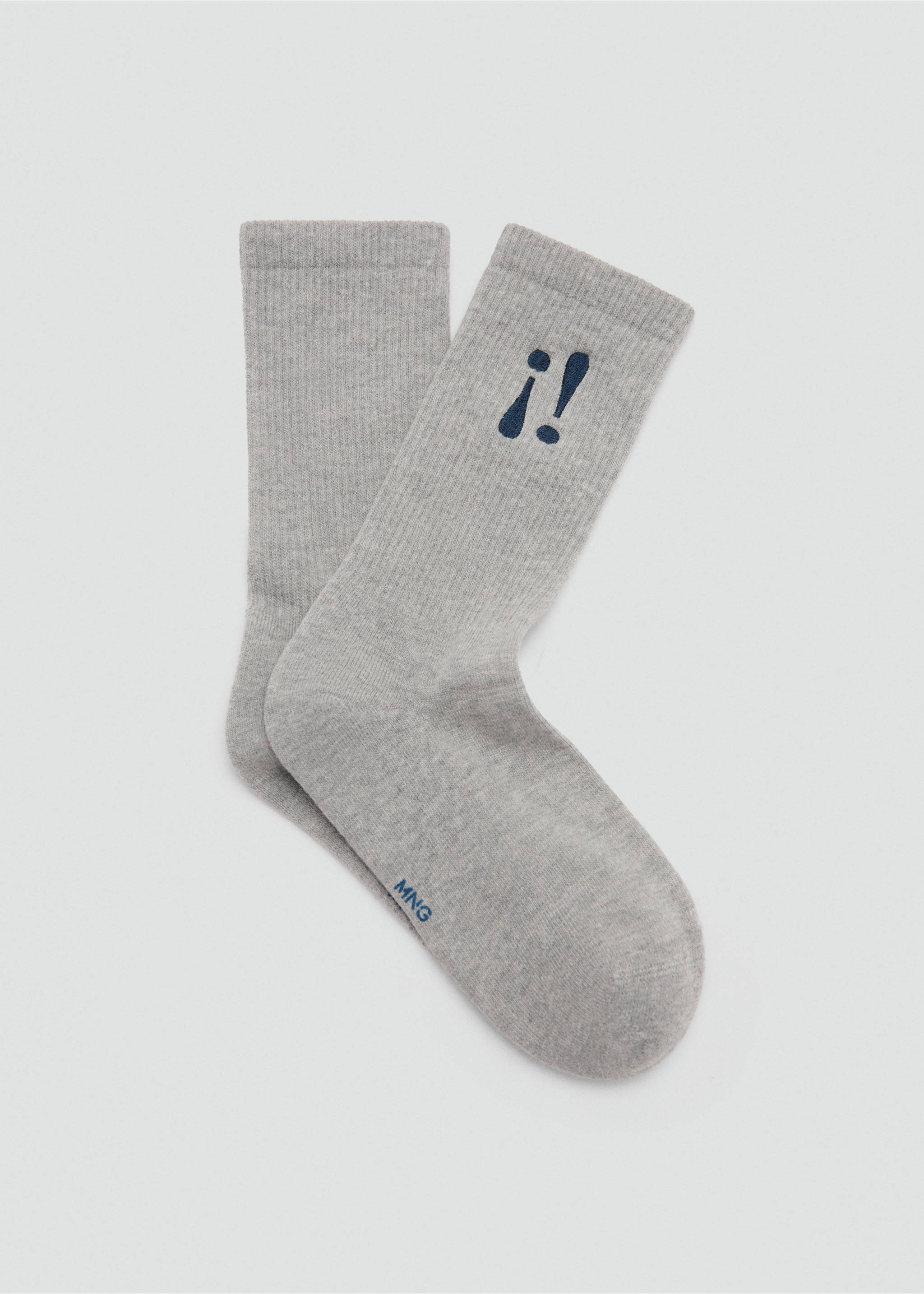 Embroidered cotton socks - Article without model, Grey. Ref: 27086001-00.