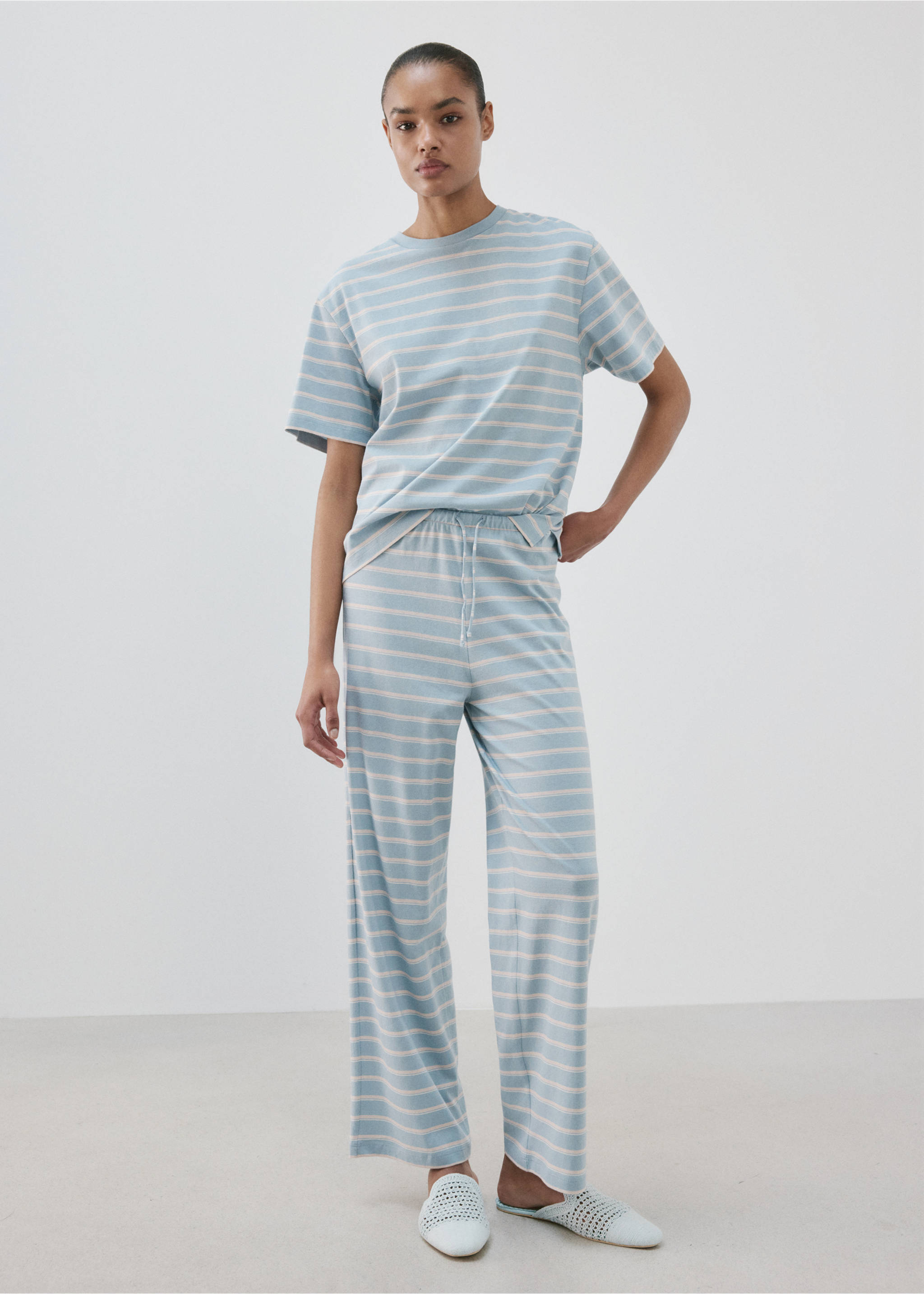 Cotton striped pyjama bottoms - General plane, Blue. Ref: 27086002-00.