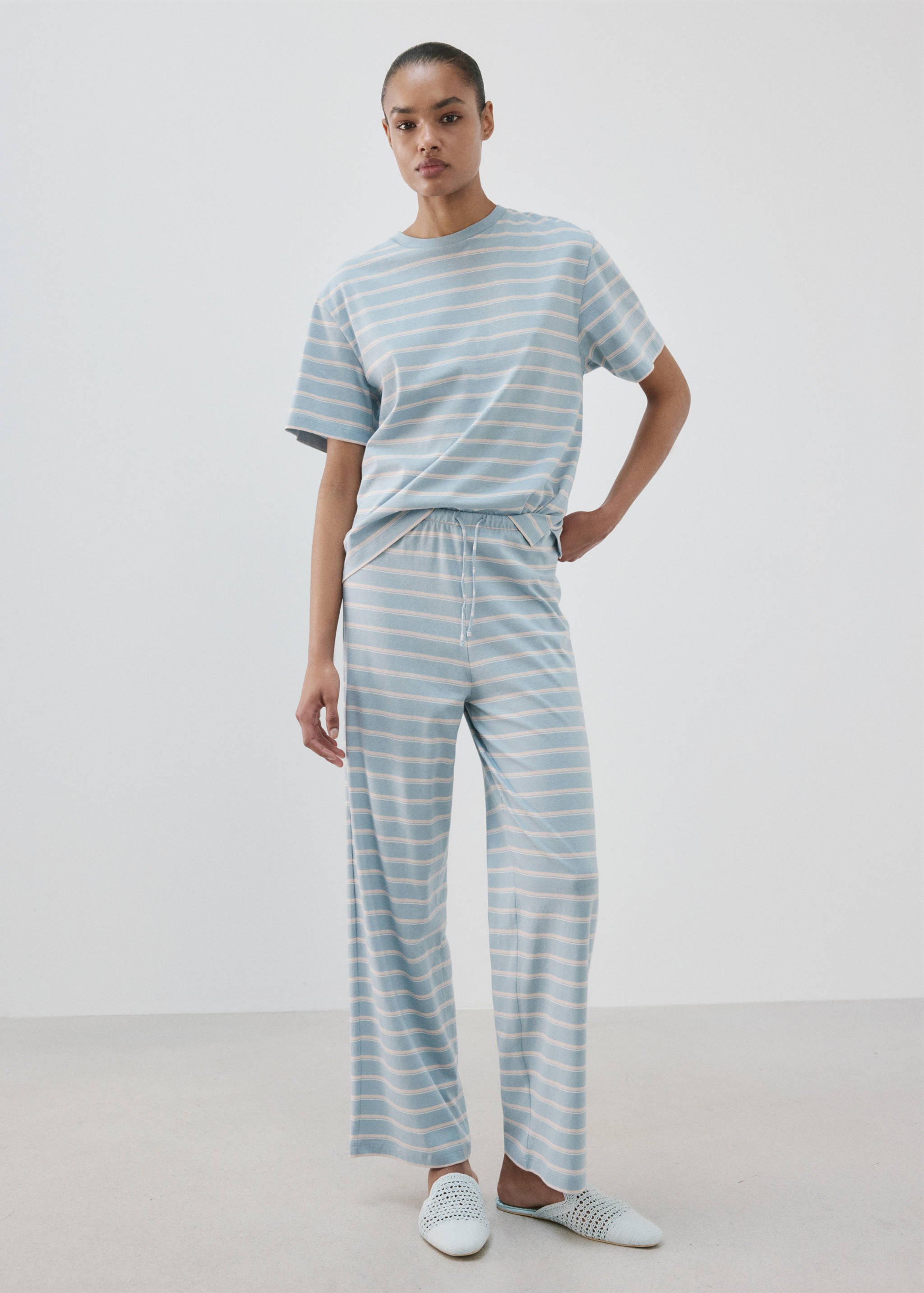 Cotton striped pyjama bottoms - General plane