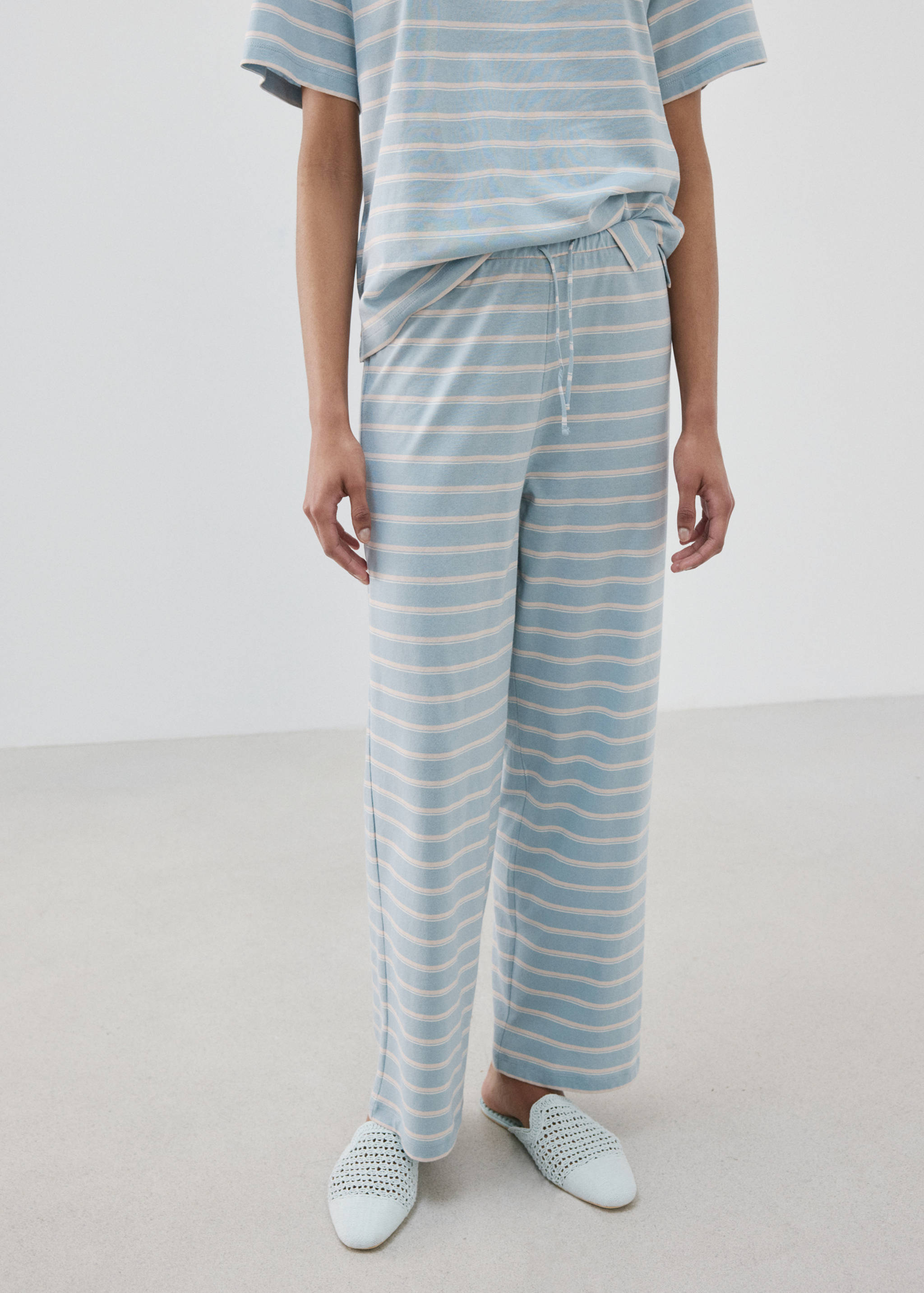 Cotton striped pyjama bottoms - Medium plane