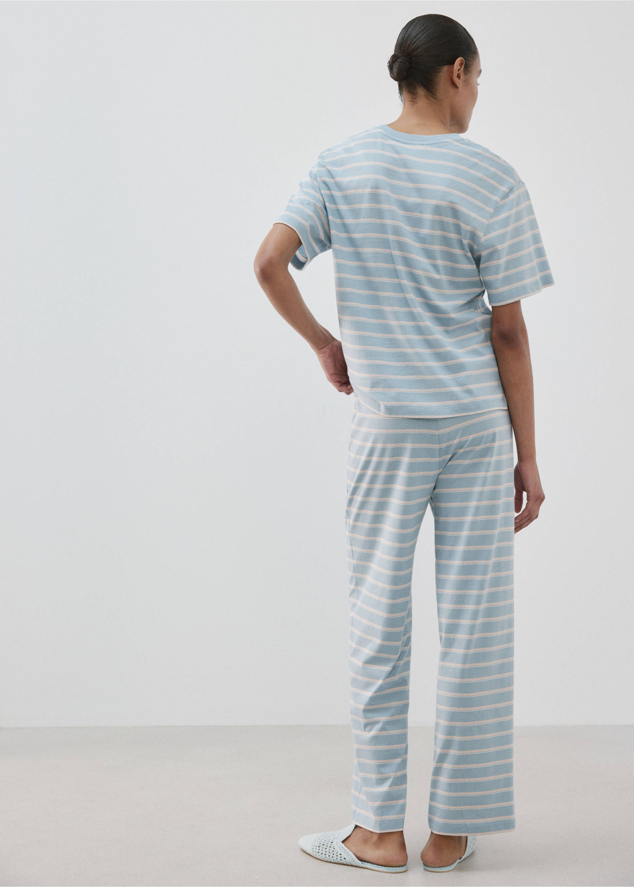 Cotton striped pyjama bottoms - Reverse of the article, Blue. Ref: 27086002-00.