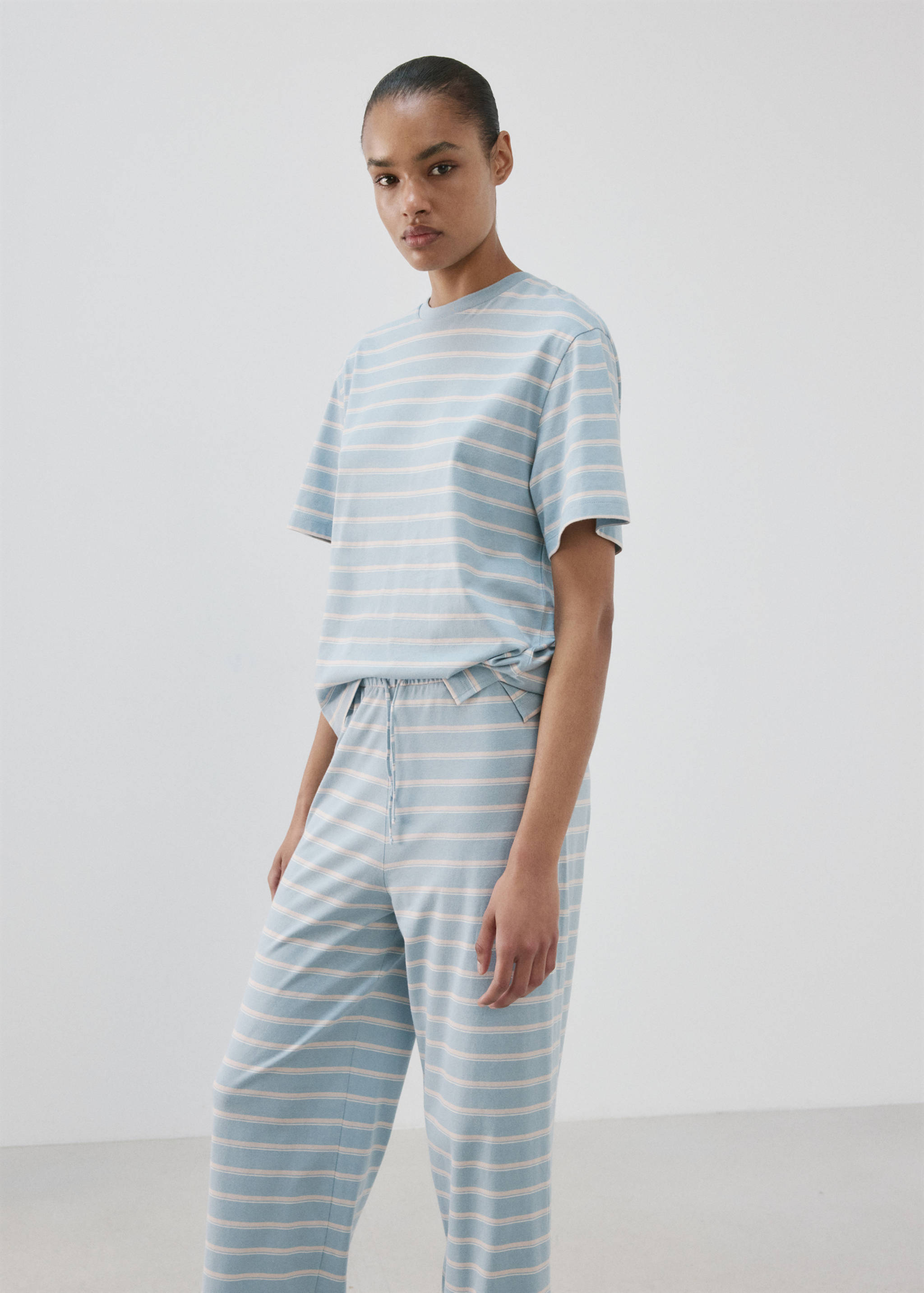 Cotton striped pyjama bottoms - Details of the article 1