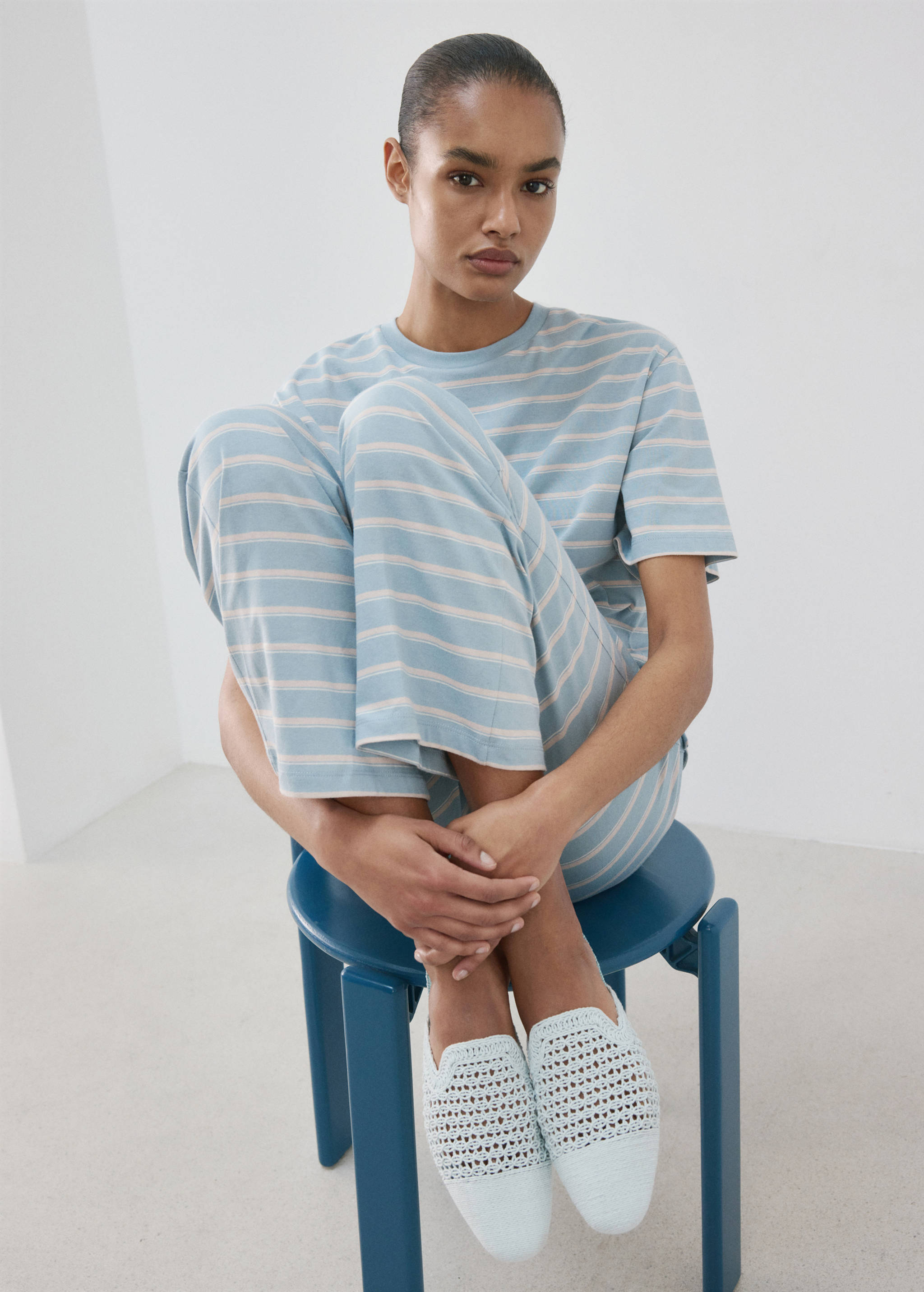 Cotton striped pyjama bottoms - Details of the article 2