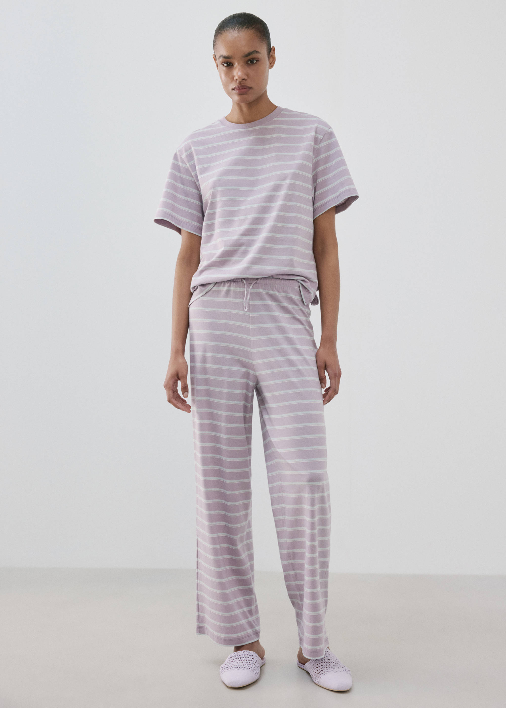 Cotton striped pyjama bottoms - General plane