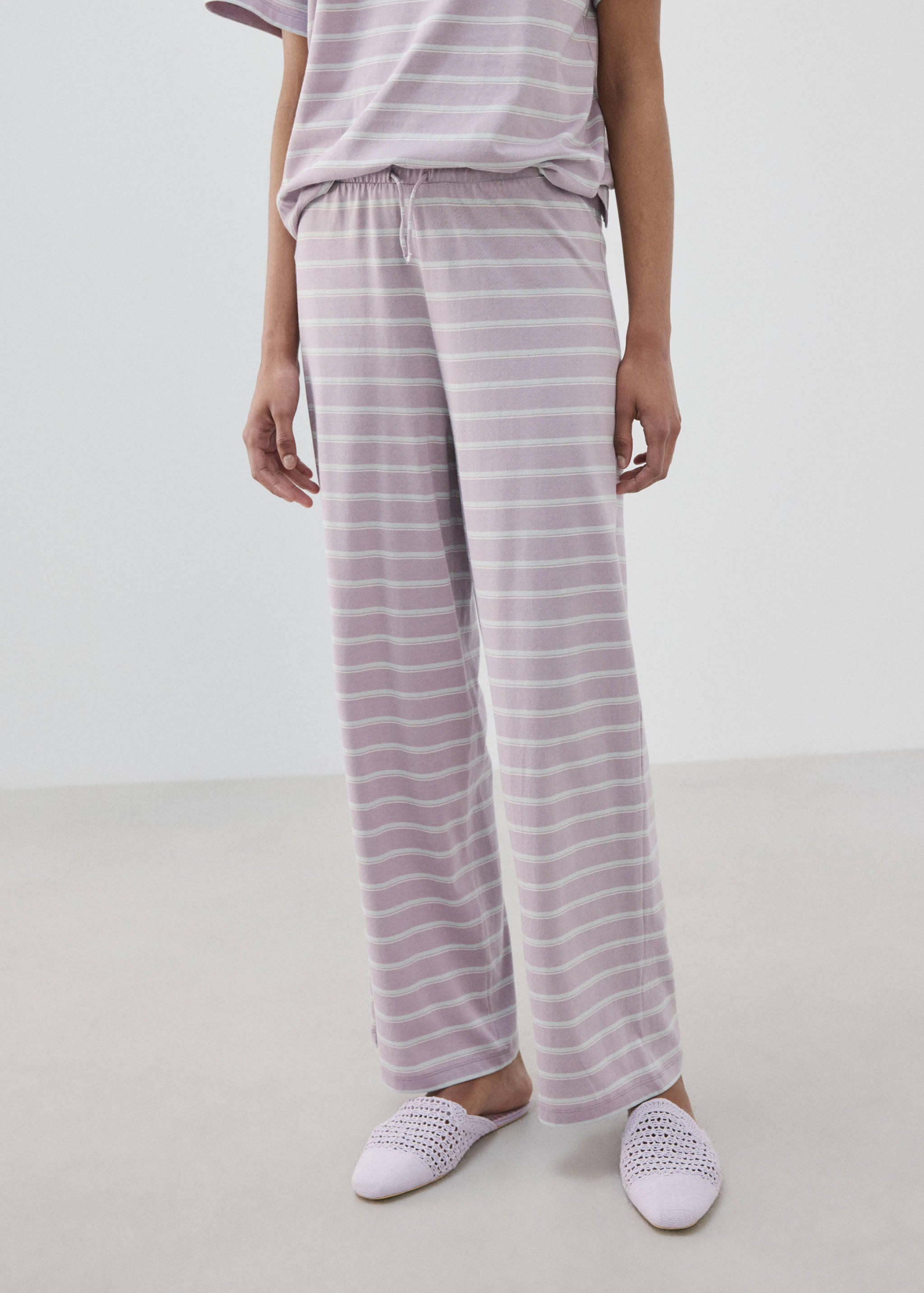 Cotton striped pyjama bottoms - Medium plane