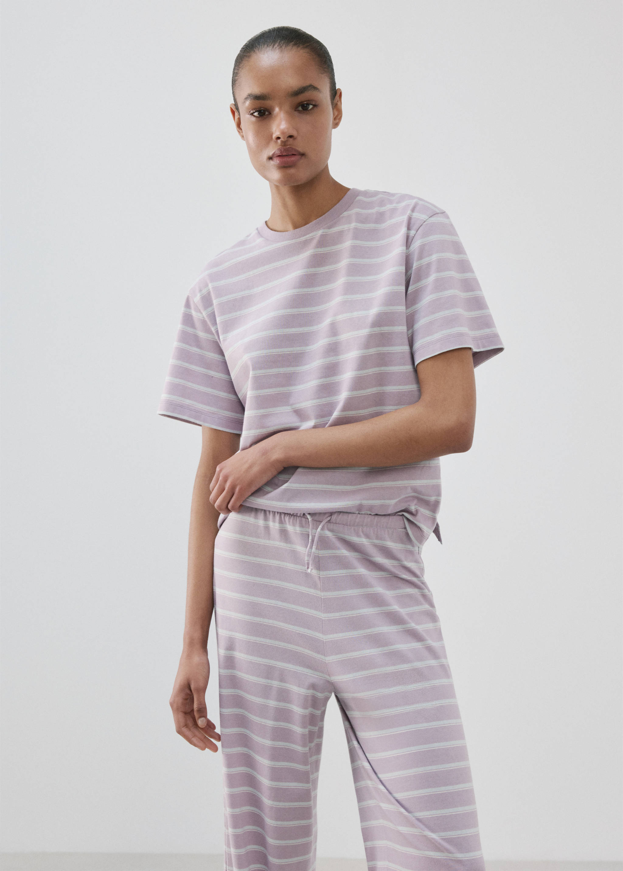 Cotton striped pyjama bottoms - Details of the article 1