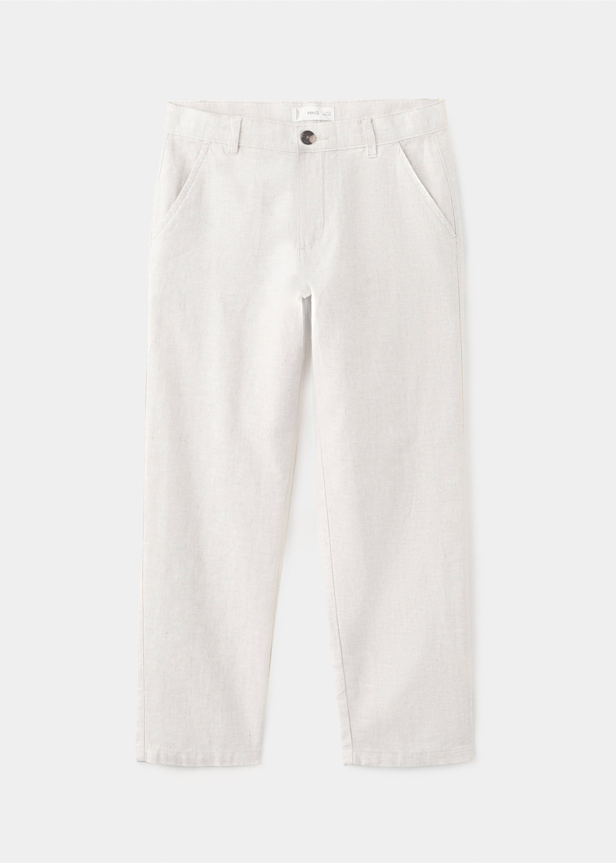 Straight linen-blend trousers - Article without model, Sand. Ref: 27086338-00.