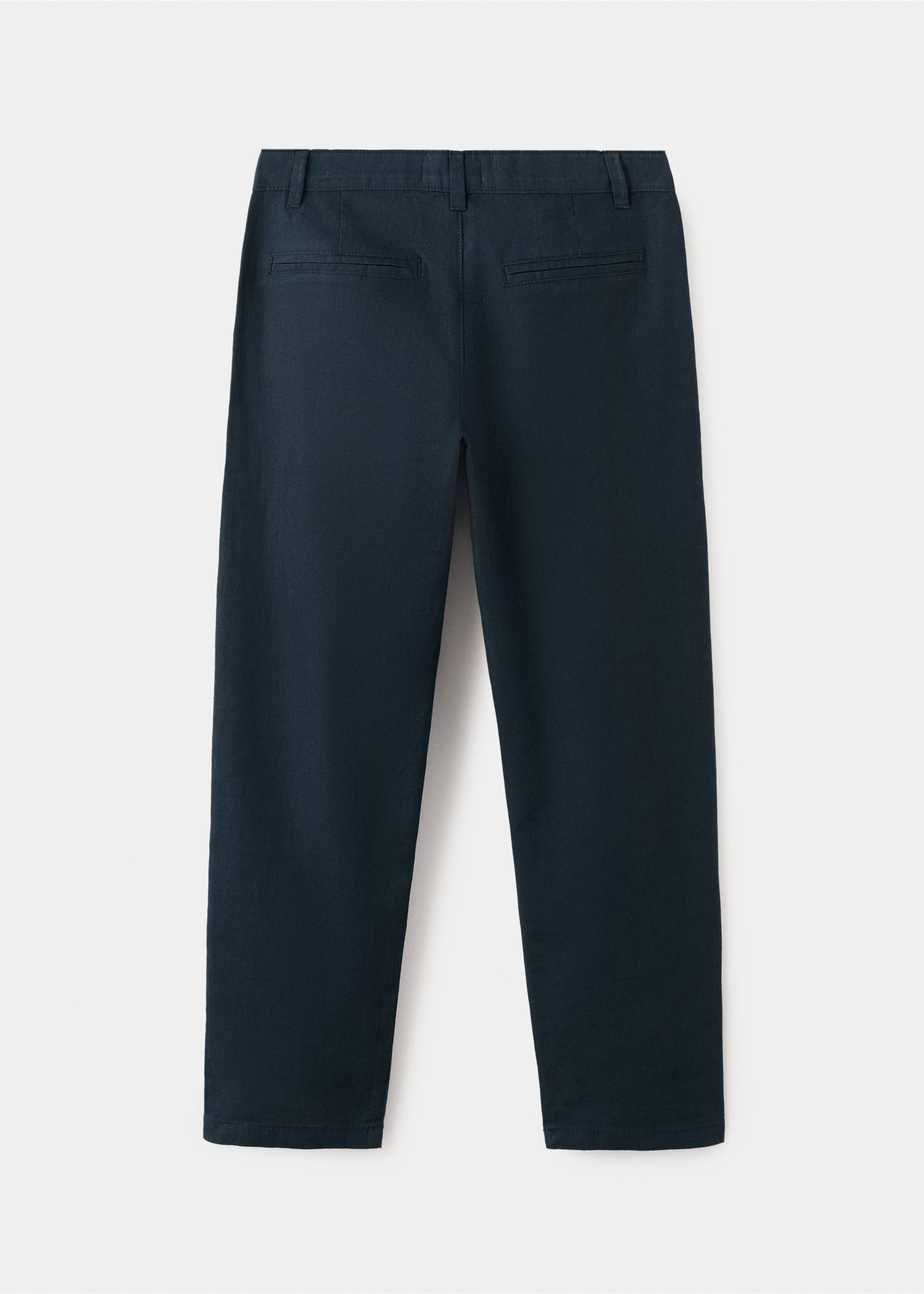 Straight linen-blend trousers - Reverse of the article, Navy. Ref: 27086338-00.