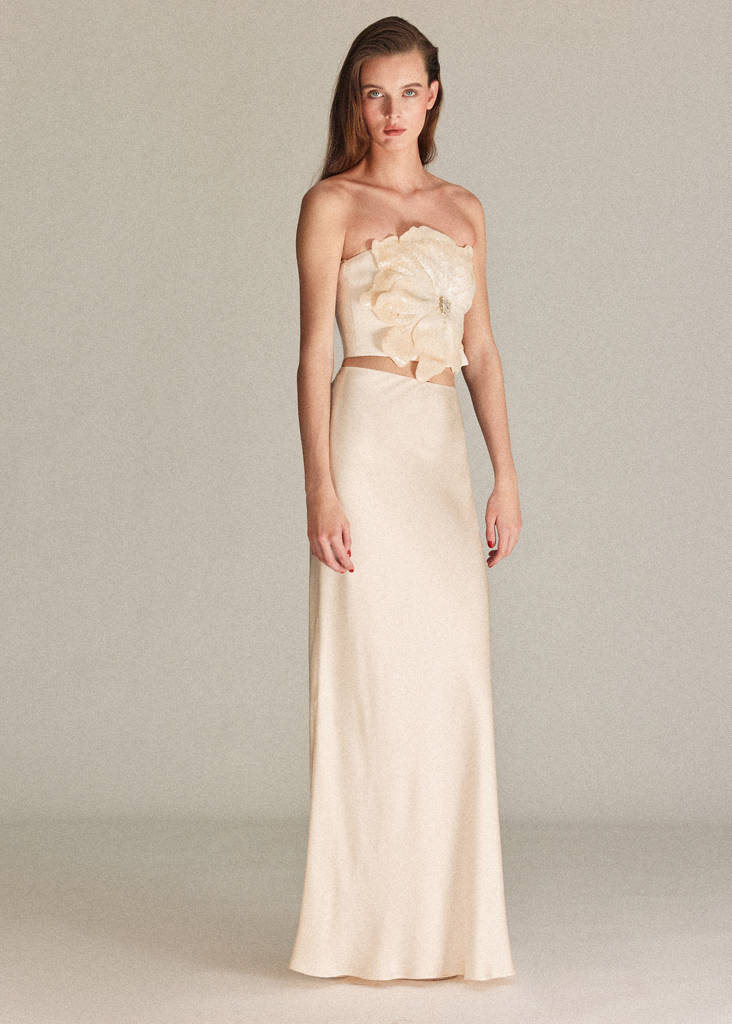 Maxi flower bandeau top — Off White
