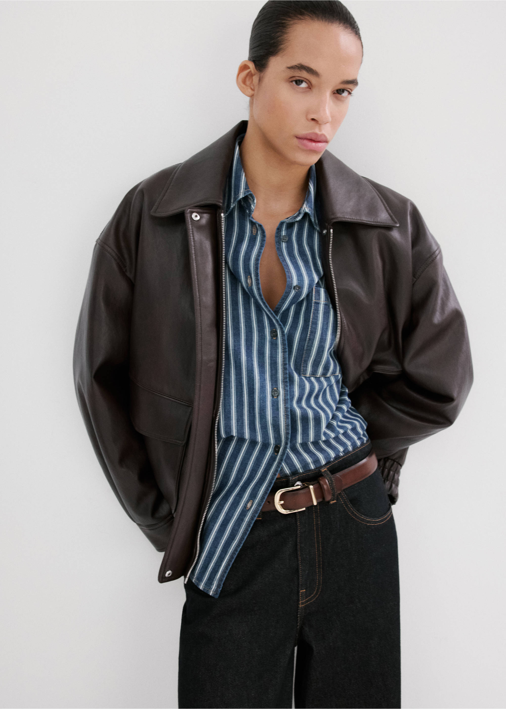 Striped denim shirt - Medium plane, Blue. Ref: 27086341-00.