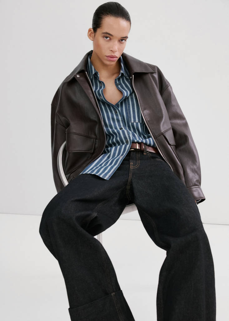 Striped denim shirt — Blue