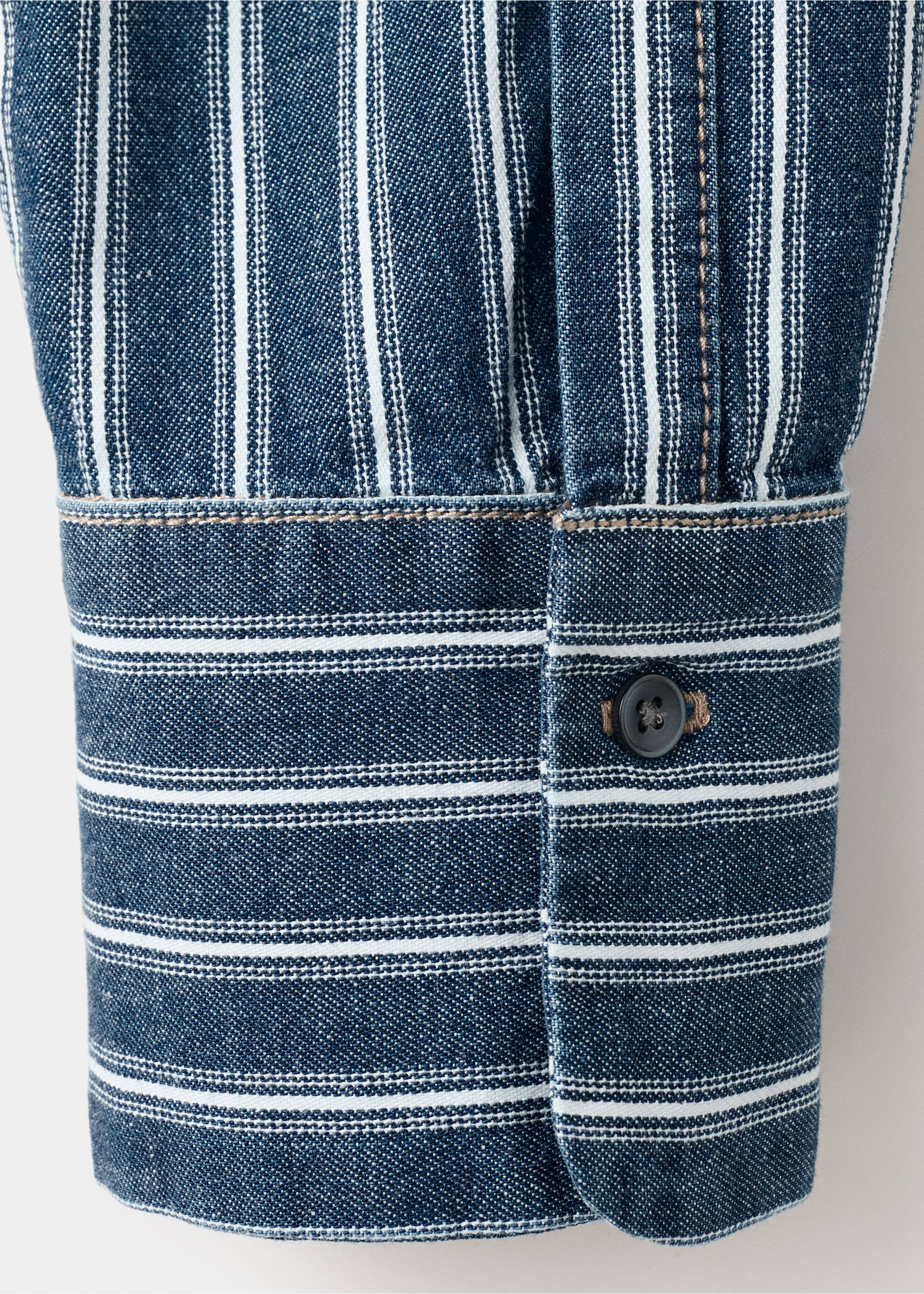 Striped denim shirt - Details of the article 0, Blue. Ref: 27086341-00.