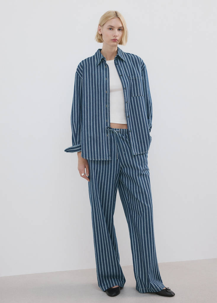 Striped denim shirt — Blue