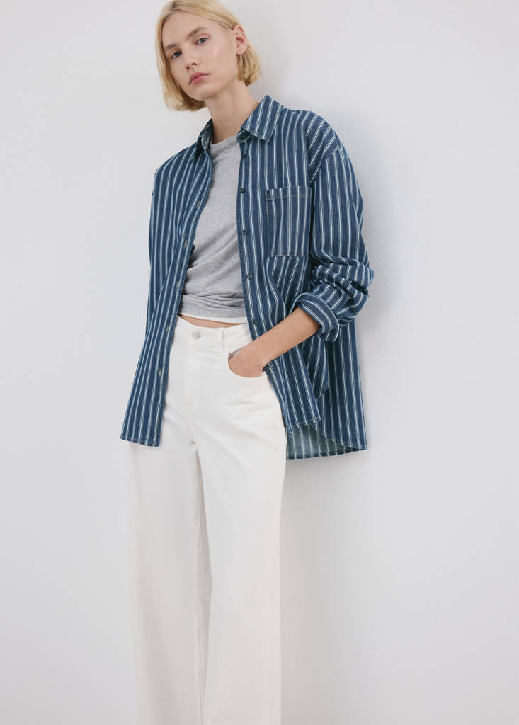 Striped denim shirt — Blue