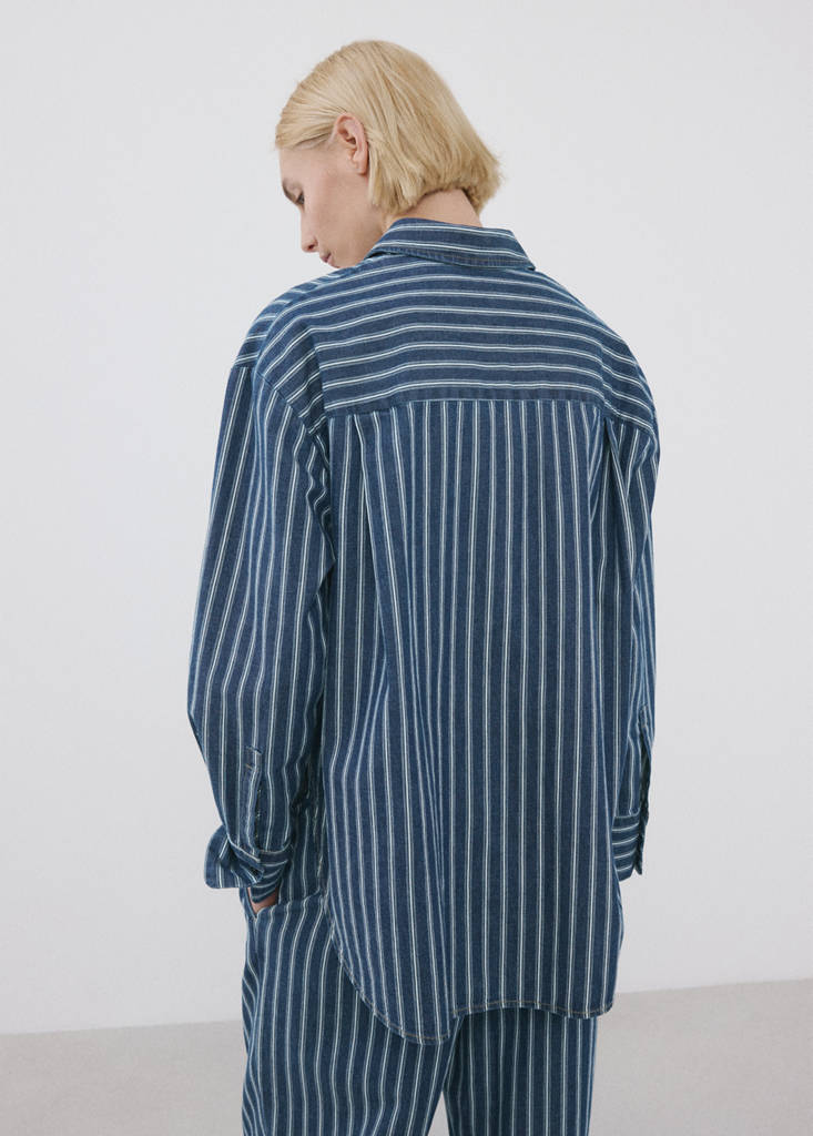 Striped denim shirt — Blue