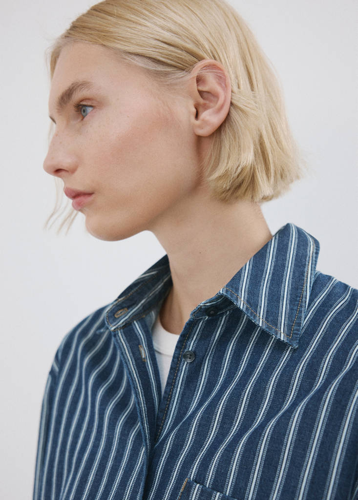 Striped denim shirt — Blue