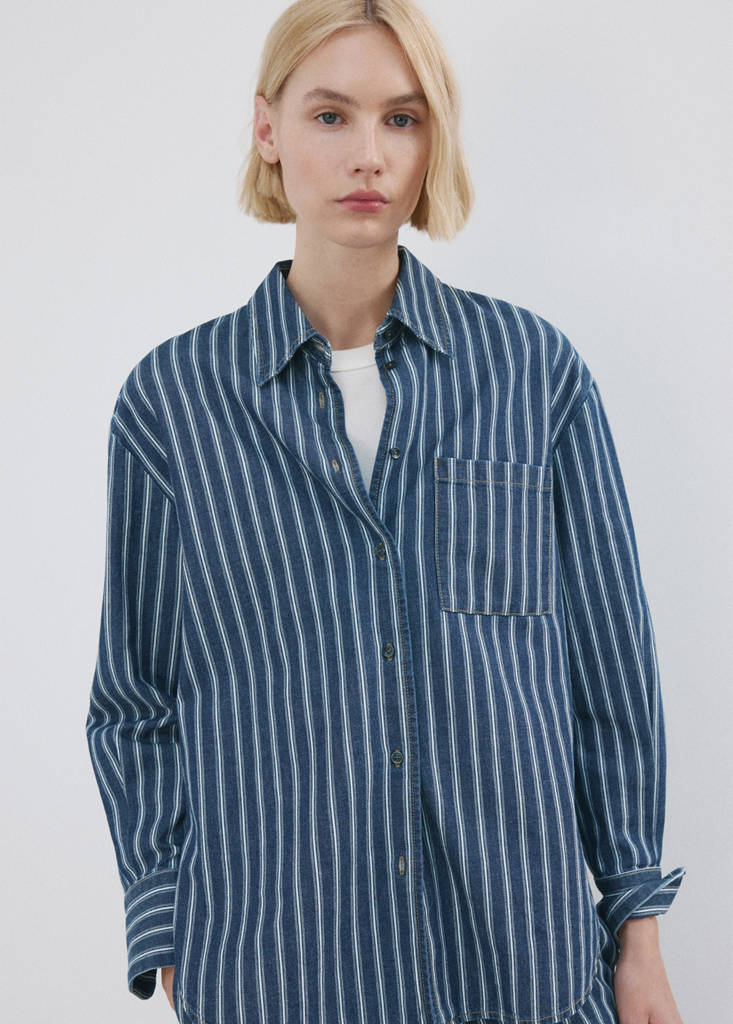 Striped denim shirt — Blue