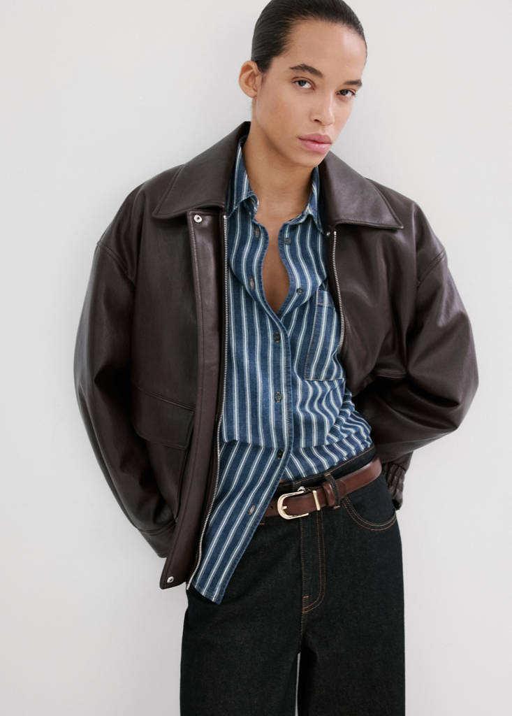 Striped denim shirt — Blue