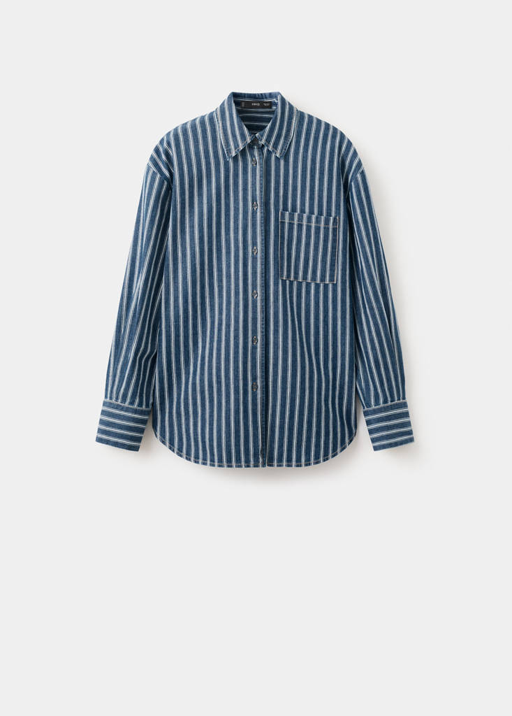 Striped denim shirt — Blue
