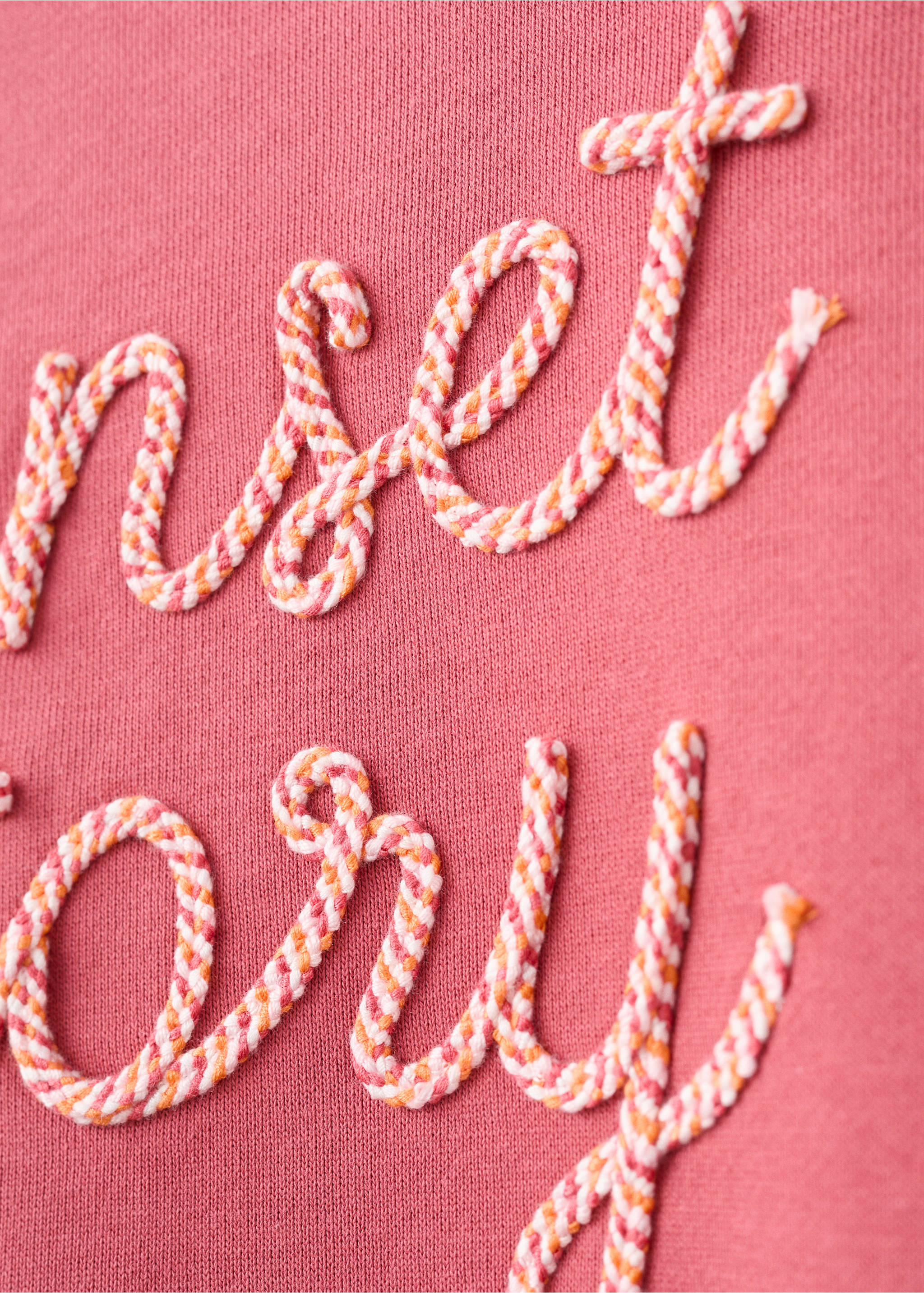 Embossed text sweatshirt - Details of the article 8, Strawberry. Ref: 27086342-00.