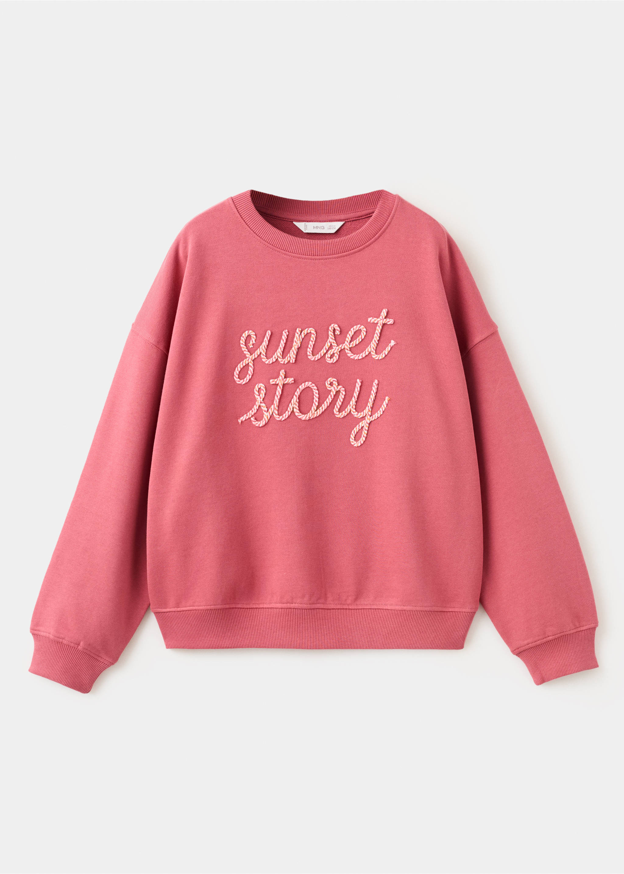 Sweatshirt met tekst in reliëf - Artikel zonder model, Aardbeirood. Ref: 27086342-00.