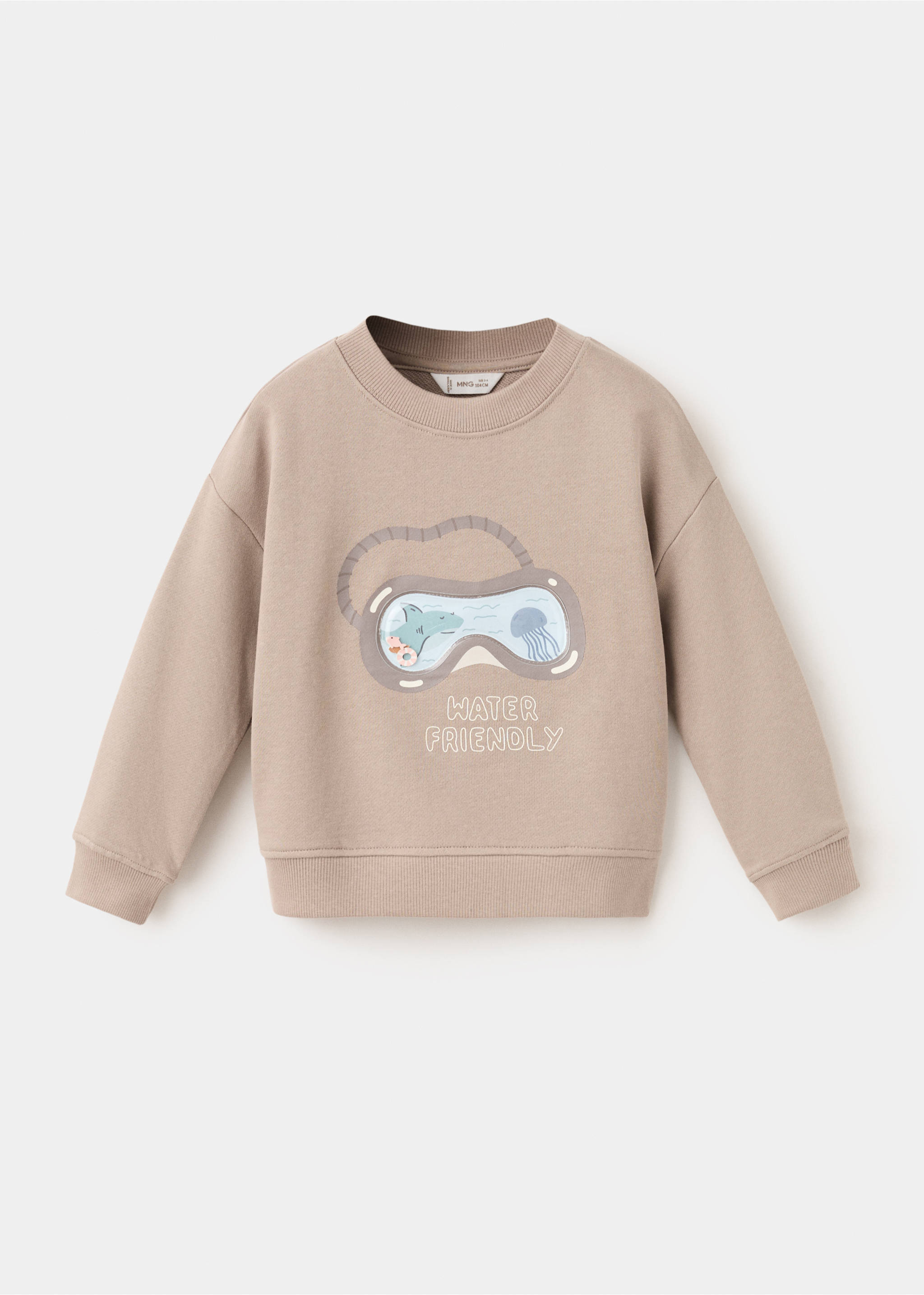 Printed cotton sweatshirt - Article without model, Medium Brown. Ref: 27086343-00.