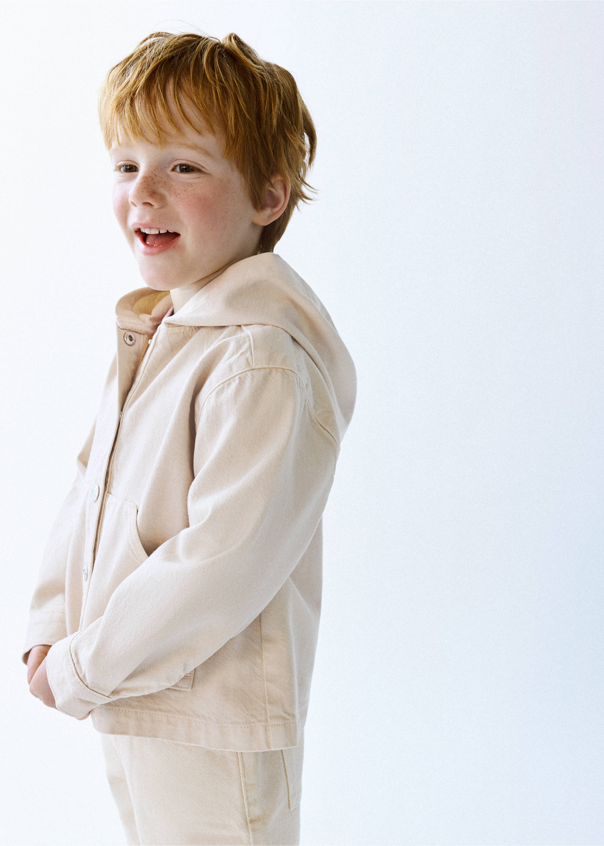 Denim jacket with hood - General plane, Sand. Ref: 27086345-00.