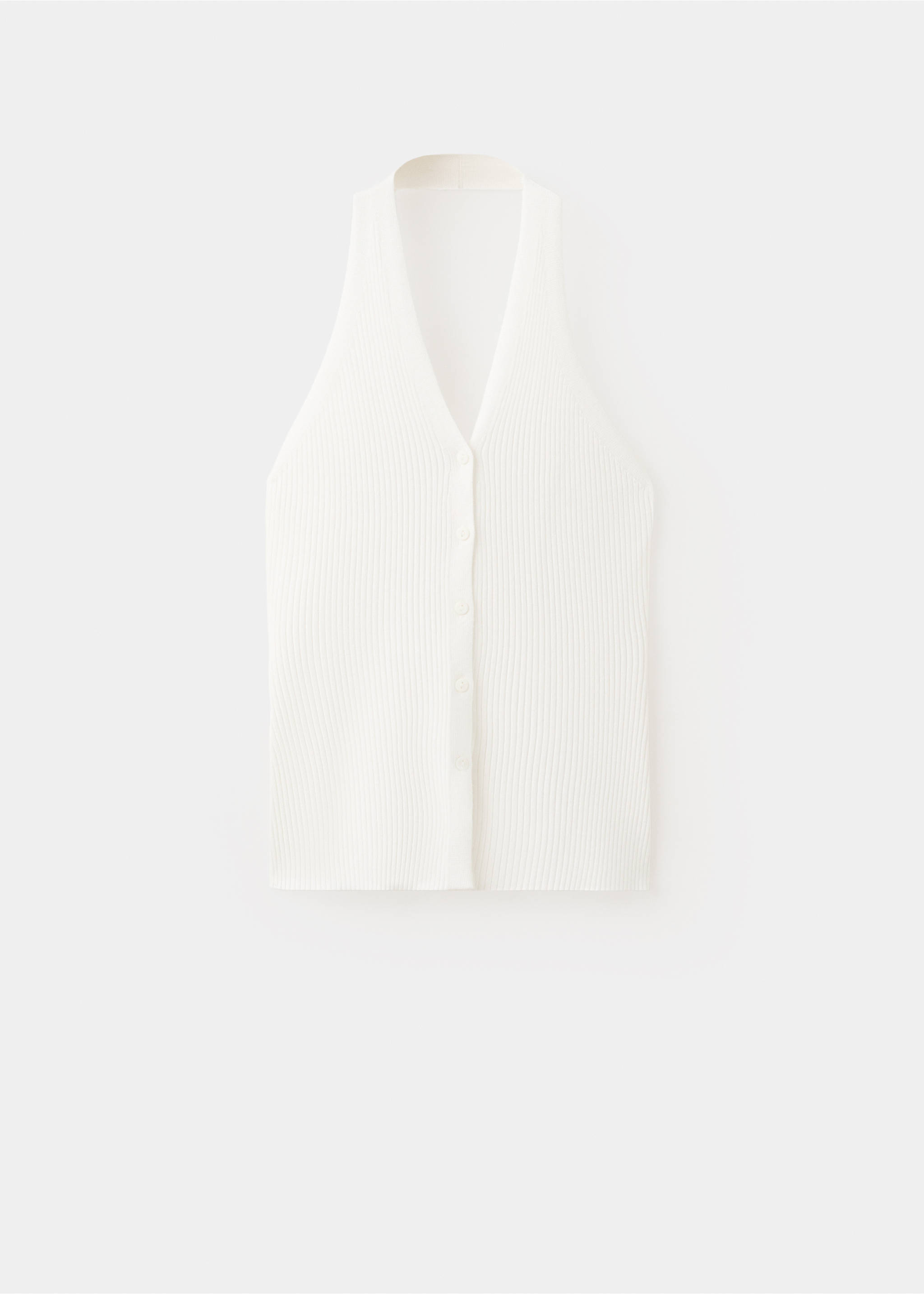 Ribbed halter neck top - Article without model, White. Ref: 27086347-00.