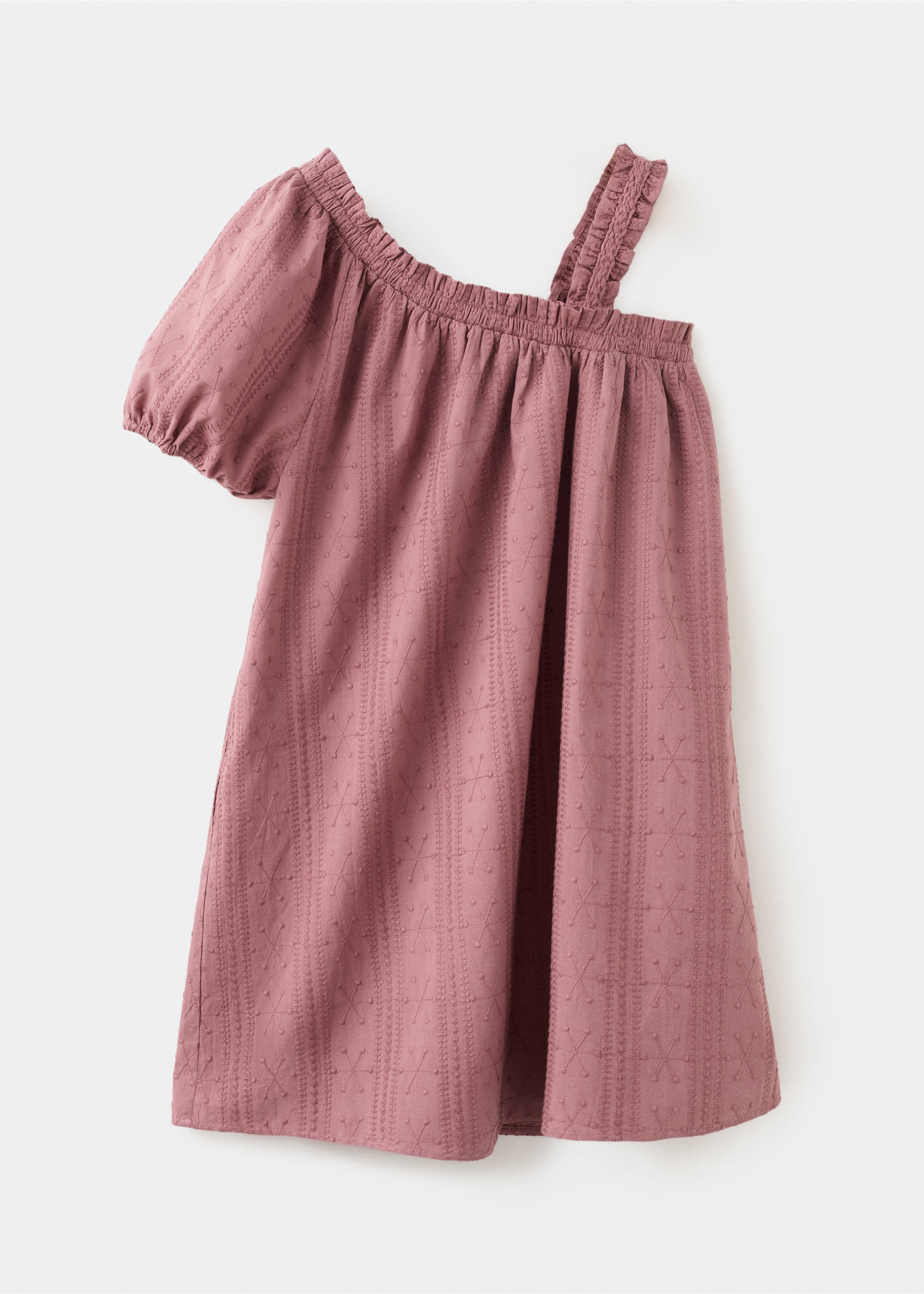 Asymmetric embroidered dress - Article without model, Pink. Ref: 27086348-00.